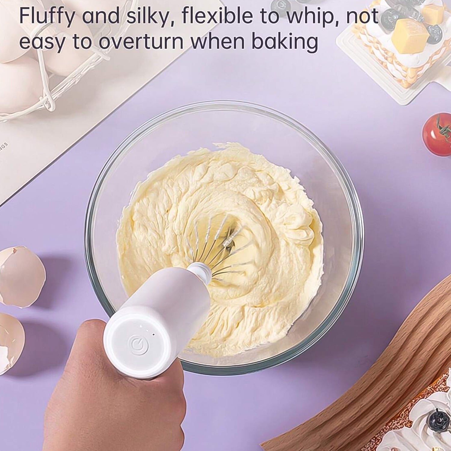 Wireless Hand Mixer, Charging Handheld  2pc portable Whisk Mini High Power Beater Baking Hand Held Mixer, Portable Kitchen Blender. - Bhavnagar Deodap