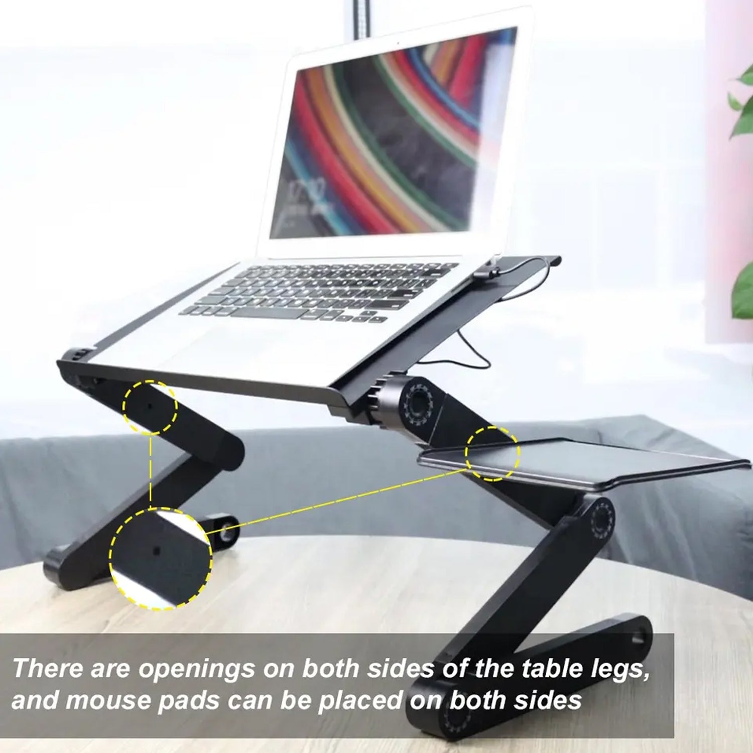 Modern Style Portable Adjustable Foldable Laptop Holder Notebook Desks Lap PC Folding Desk Table Vented Stand  2 Built in Cooling Fans - Bhavnagar Deodap