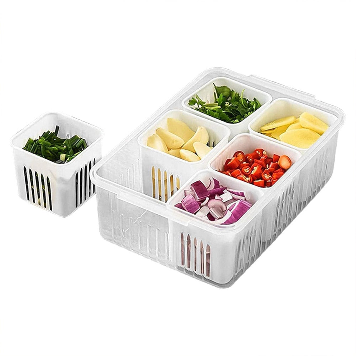 Fridge Storage Boxes Freezer Storage Containers, Container for Kitchen Storage Set, Storage in Kitchen, Vegetable Storage, Draining Crisper Refrigerator Food Box (1 Pc) - Bhavnagar Deodap