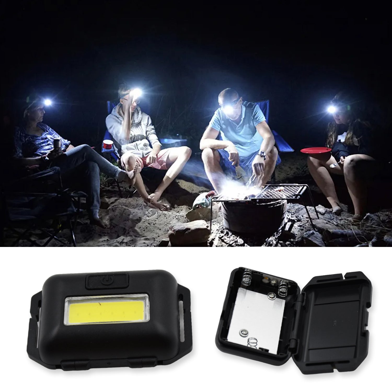 Head lamp Flashlight Waterproof Portable Lantern Headband Light Torch Lamp for Outdoor Camping Hiking Backpack Cycling, Running Hunting 10W Cob(1 Pc) - Bhavnagar Deodap