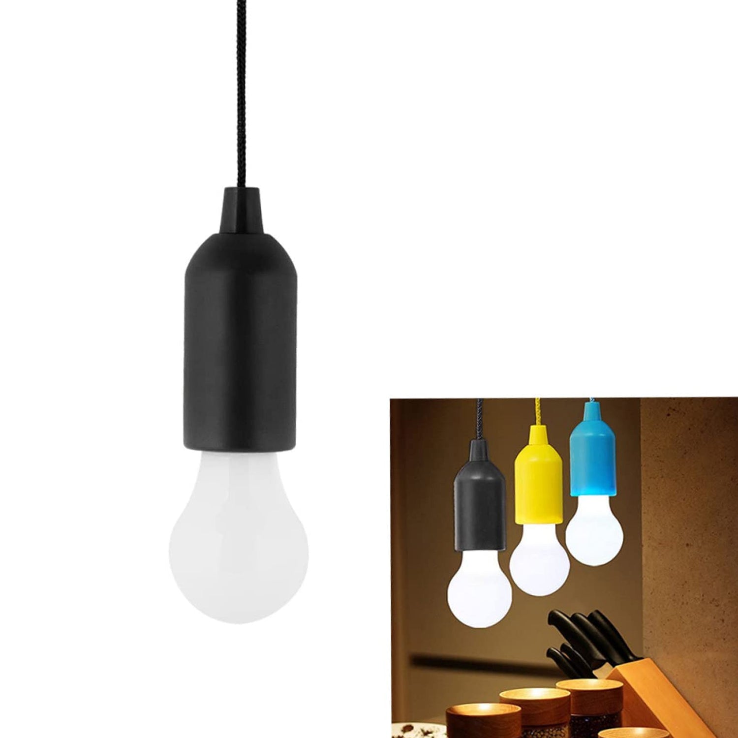 1pcs LED Bulbs Pull Cord Light LED Pull Cord Light Hanging LED Bulb Pull Wire Drawstring Light Bulb Black LED Pendant Lights - Bhavnagar Deodap