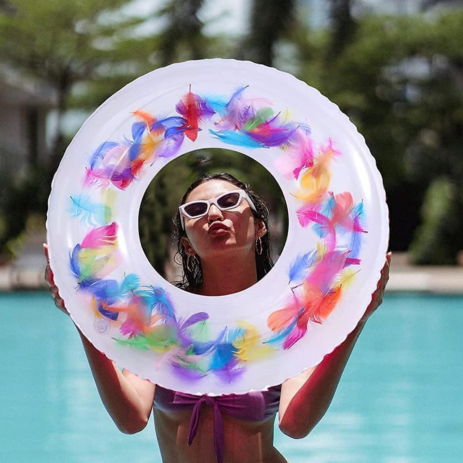 Swim Ring, For Adults, Conveniently Portable, Feathers, Swimming Ring, For Water Play, For Beaches, Swimming, Summer Vacation, Women's, Men's (1 Pc) - Bhavnagar Deodap