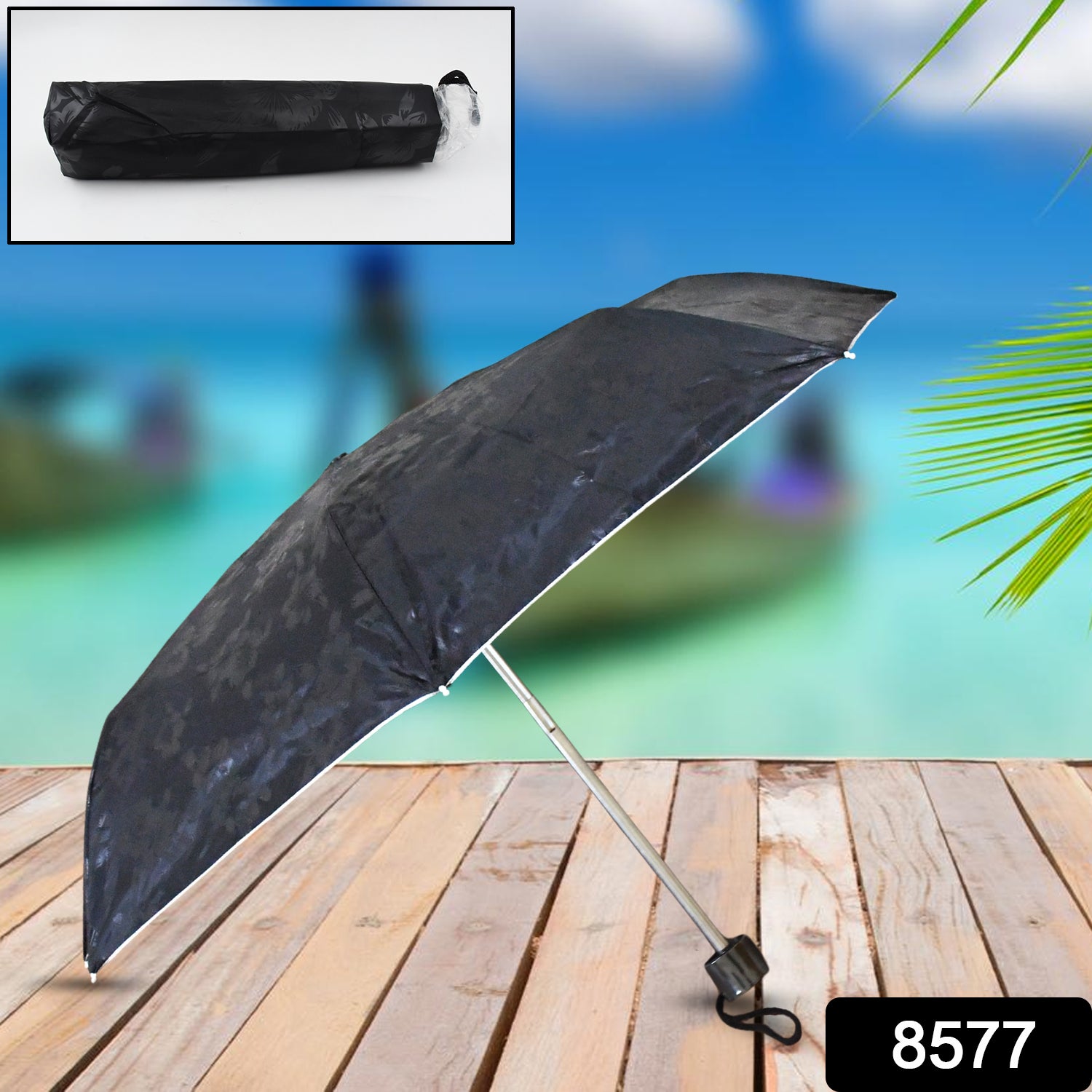 3-Fold Sun Protective Solid Foldable Outdoor Umbrella, Portable Sun, UV Protection Lightweight Rain Umbrella For Girls, Women, Men, Boys (1 pc) - Bhavnagar Deodap