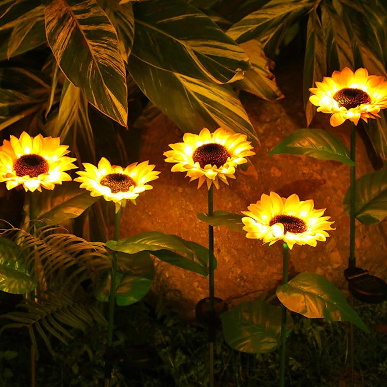 2 Pc Outdoor Solar Sunflower Lights Intelligent Light Control Waterproof Garden Landscape Stake Light - Bhavnagar Deodap