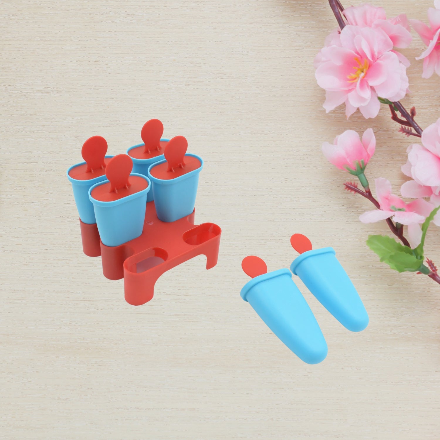 Ice Candy Maker 6 pcs Set Kulfi Maker Ice Candy Mould Clear Popsicle Mold Homemade Ice Pop Maker Reusable Easy Candy Chocobar Kulfi Mould Tray with Sticks - Bhavnagar Deodap