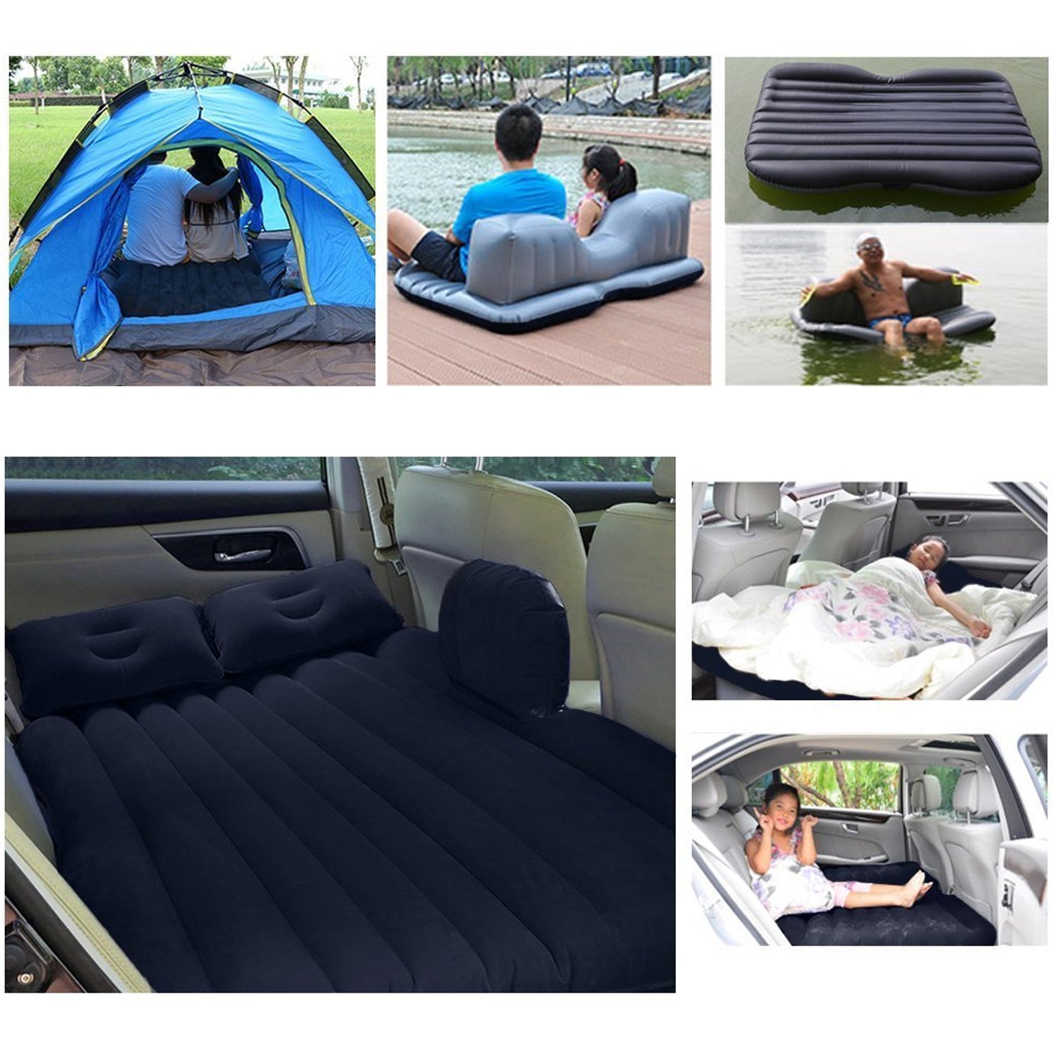 Comfy Car Camping: Inflatable Bed with Pillows & Pump (Portable) - Bhavnagar Deodap