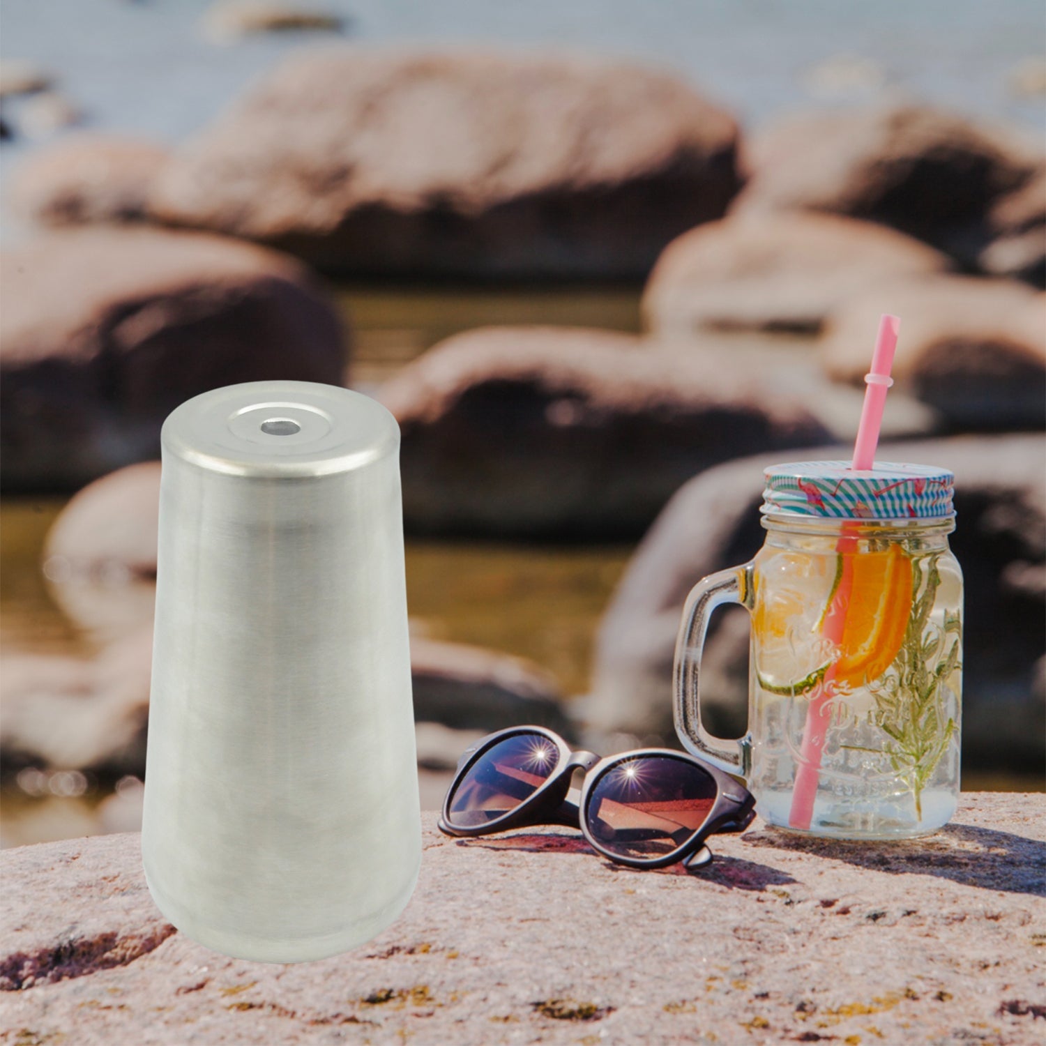 Stainless Steel Vacuum Insulated Travel Mug/ Glass Reusable Water Glass/Serving Unbreakable Drinking Glasses Plain Design for Everyday Use Drinks Water, Tea Mug, Outdoor, Home, Office (1 Pc) - Bhavnagar Deodap