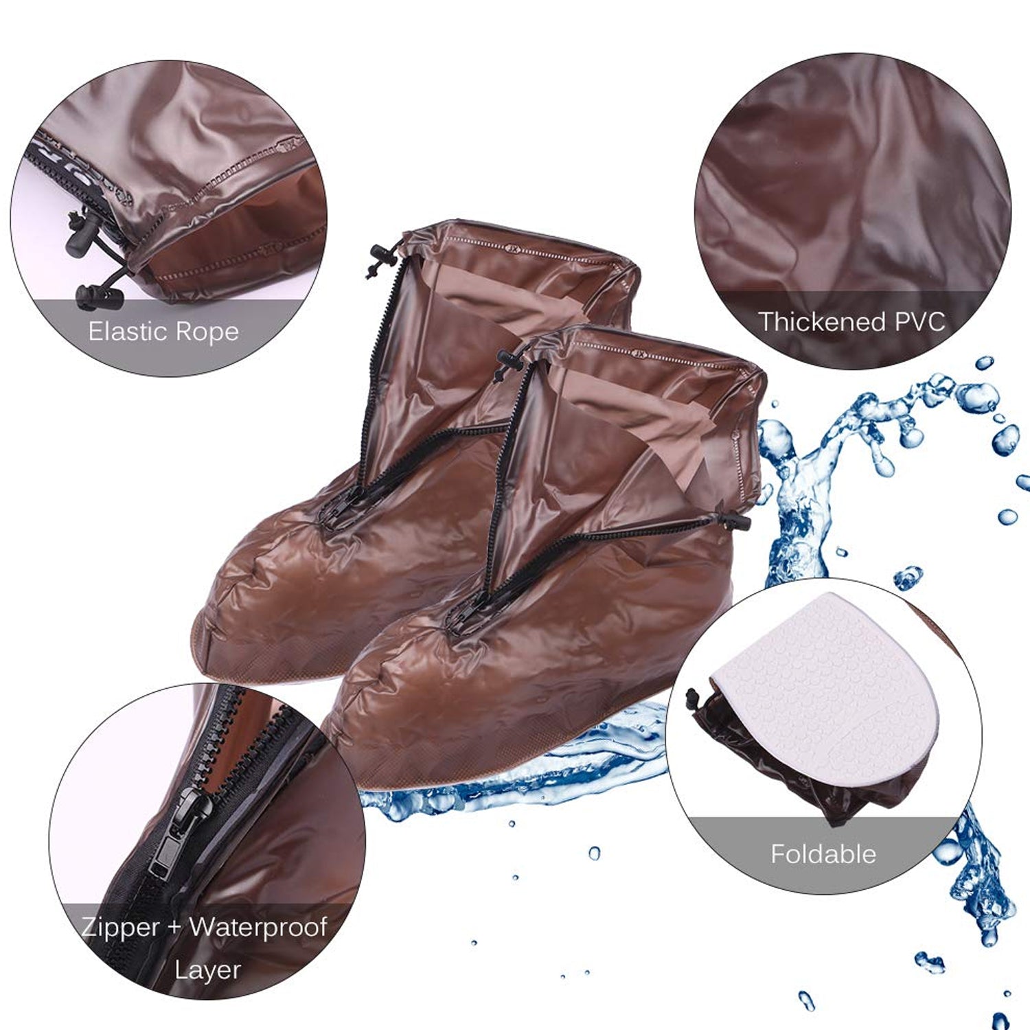 Plastic Shoes Cover Reusable Anti-Slip Boots Zippered Overshoes Covers Transparent Waterproof Snow Rain Boots for Kids / Adult Shoes, for Rainy Season (1 Pair / XXXL Size) - Bhavnagar Deodap