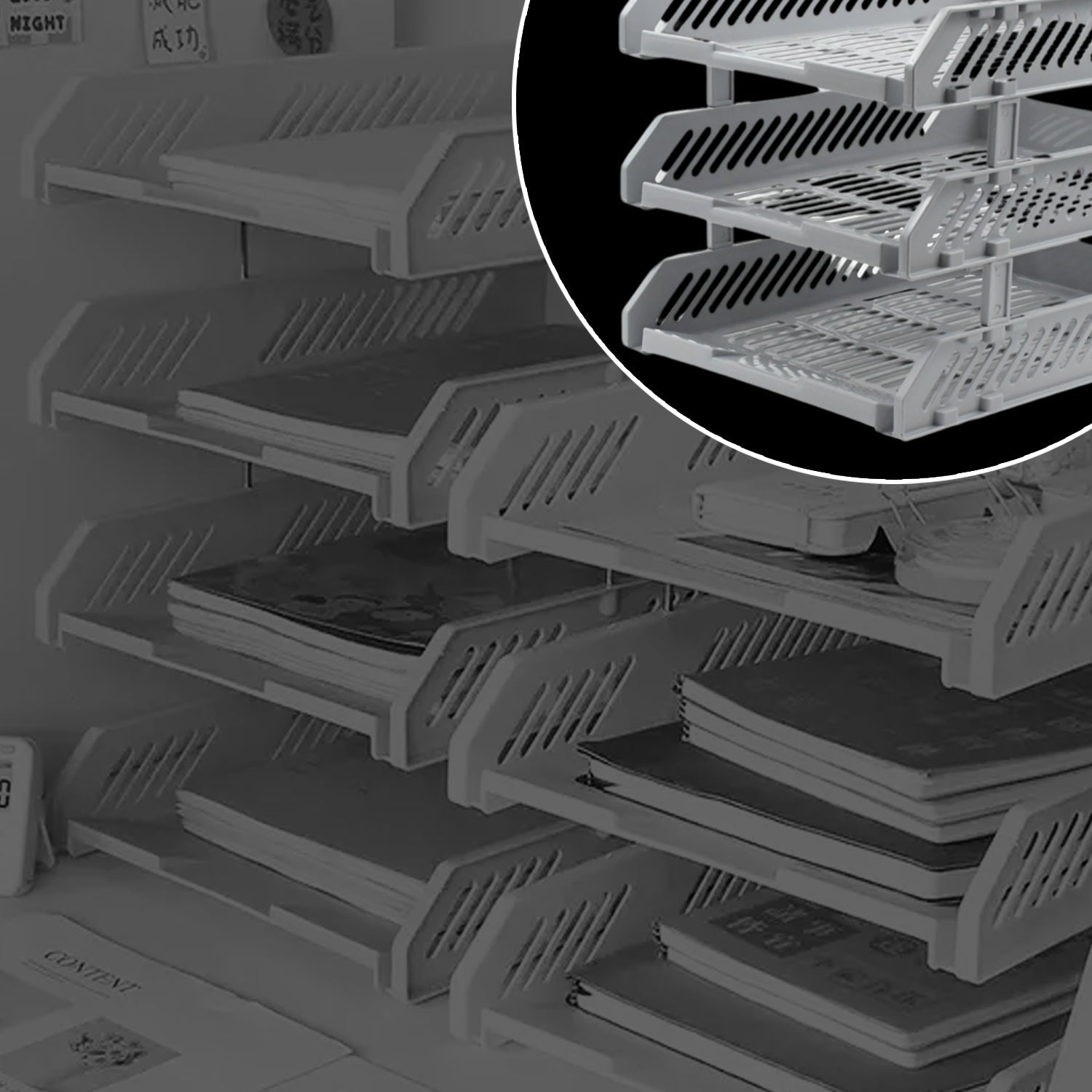 Multifunctional File Rack with Drawers: Desktop Storage for Office Supplies (4/3 Layers) - Bhavnagar Deodap