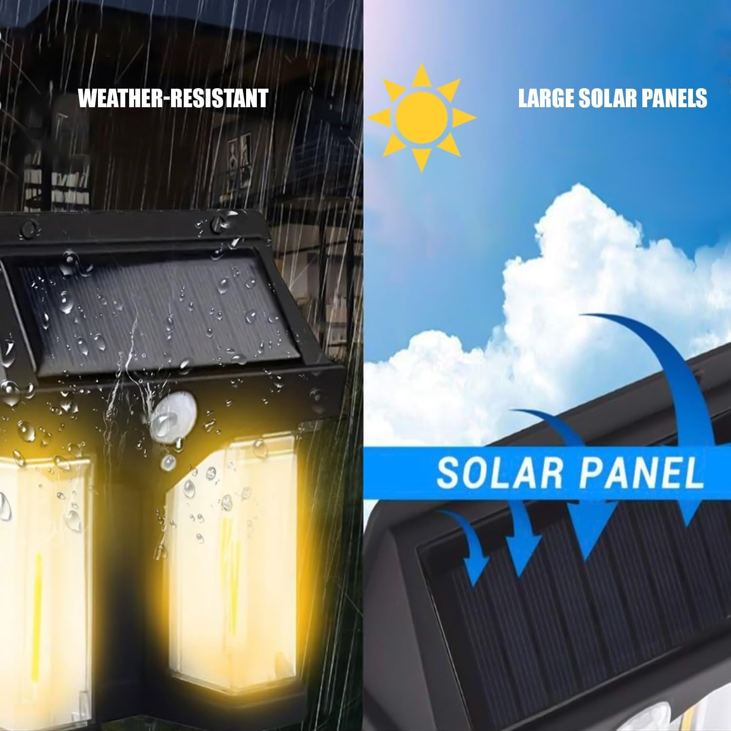 Outdoor Solar Wall Lamp Outdoor Waterproof High Quality Lamp Induction Garden Lamp Garden Villa Night Lamp Double Lamp Light (1 Pc) - Bhavnagar Deodap