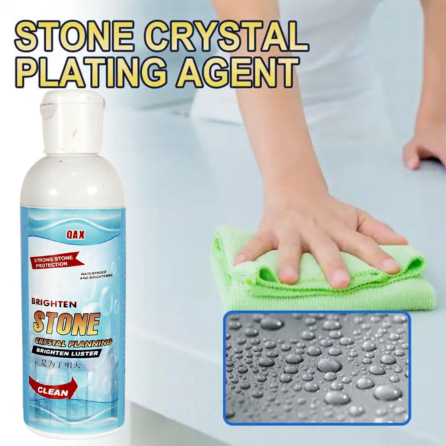 Stone Stain Remover Cleaner, Stone Crystal Plating Agent, Marble Stone Cleaner Polishes, Crystal Plating for Kitchen, Patio, Backyard Marble Cleaner and Polish (75 ML Approx / 1 pc) - Bhavnagar Deodap