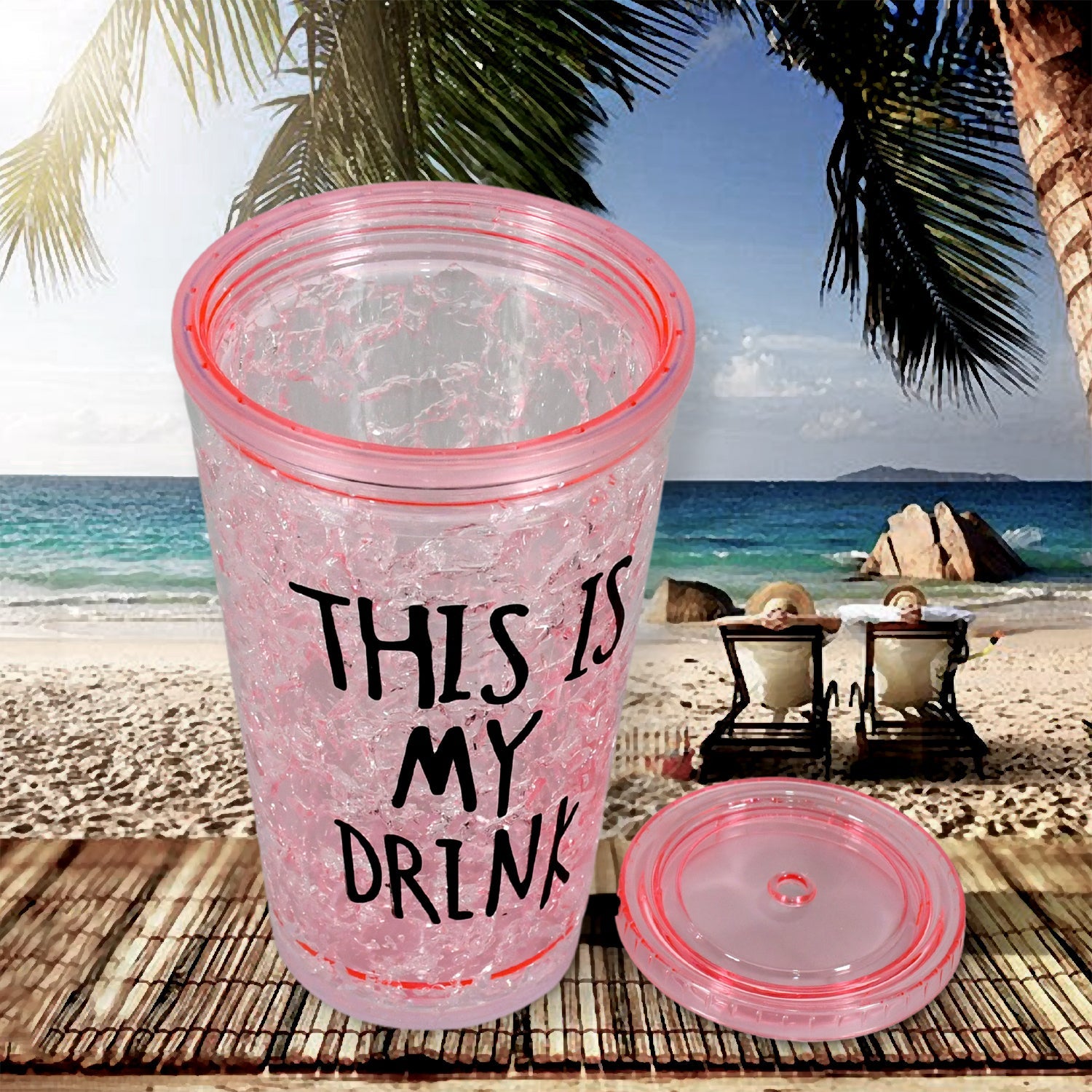 Plastic Creative Cold Drink Cup, Reusable Tea Coffee Tumbler with Lid and Straw, Double Wall Plastic Drinking Sport Bottle, Travel Tumbler - Bhavnagar Deodap