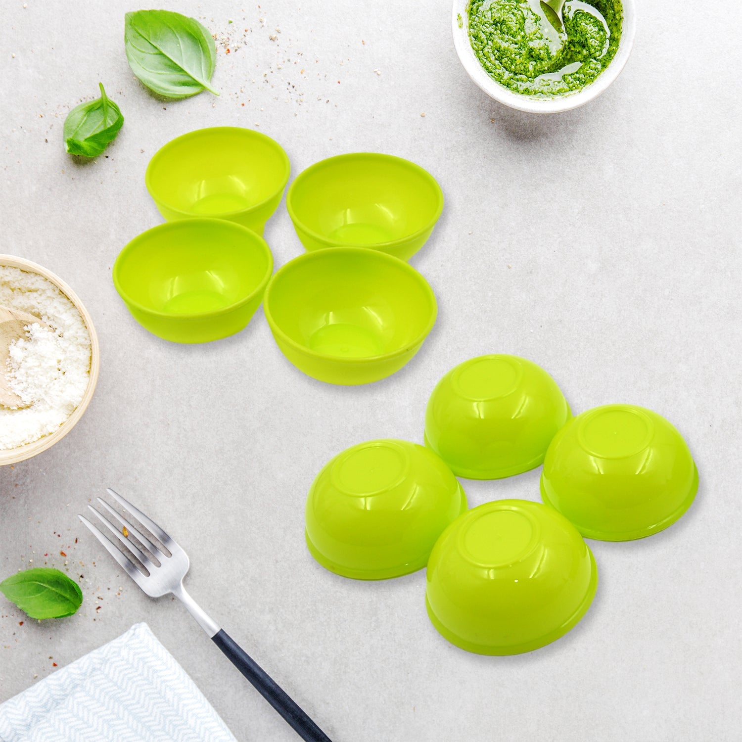 Multipurpose Small Round Plastic Bowl / Katori, Microwave Safe Reusable Lightweight Bowl, Dishwasher Safe Chutney Bowl (8 Pcs Set) - Bhavnagar Deodap