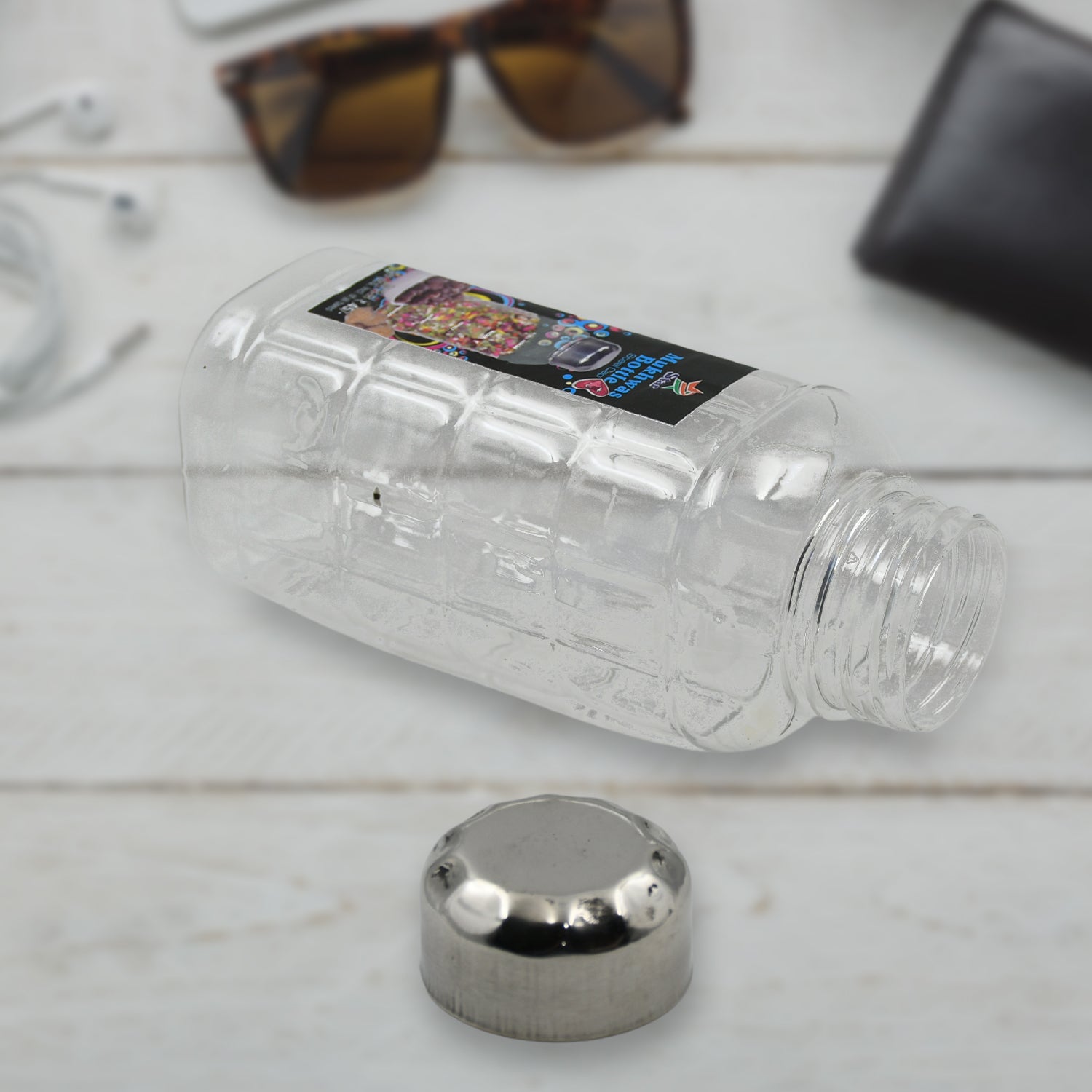 Plastic Transparent Mukhwas Bottle With Steel Cap / Mouth Freshener / Dryfruits Multipurpose Air Tight and BPA Free Kitchen Storage Bottle (1 Pc) - Bhavnagar Deodap