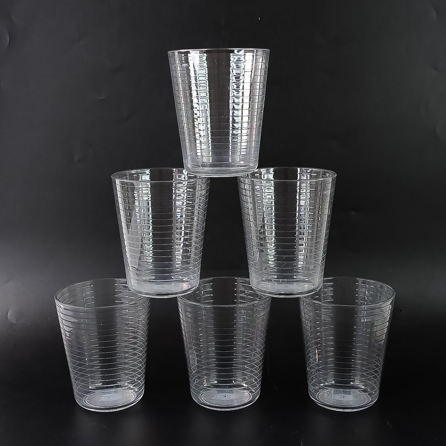 Apex Pyramid Design Unbreakable Plastic Glass – 300 ML
