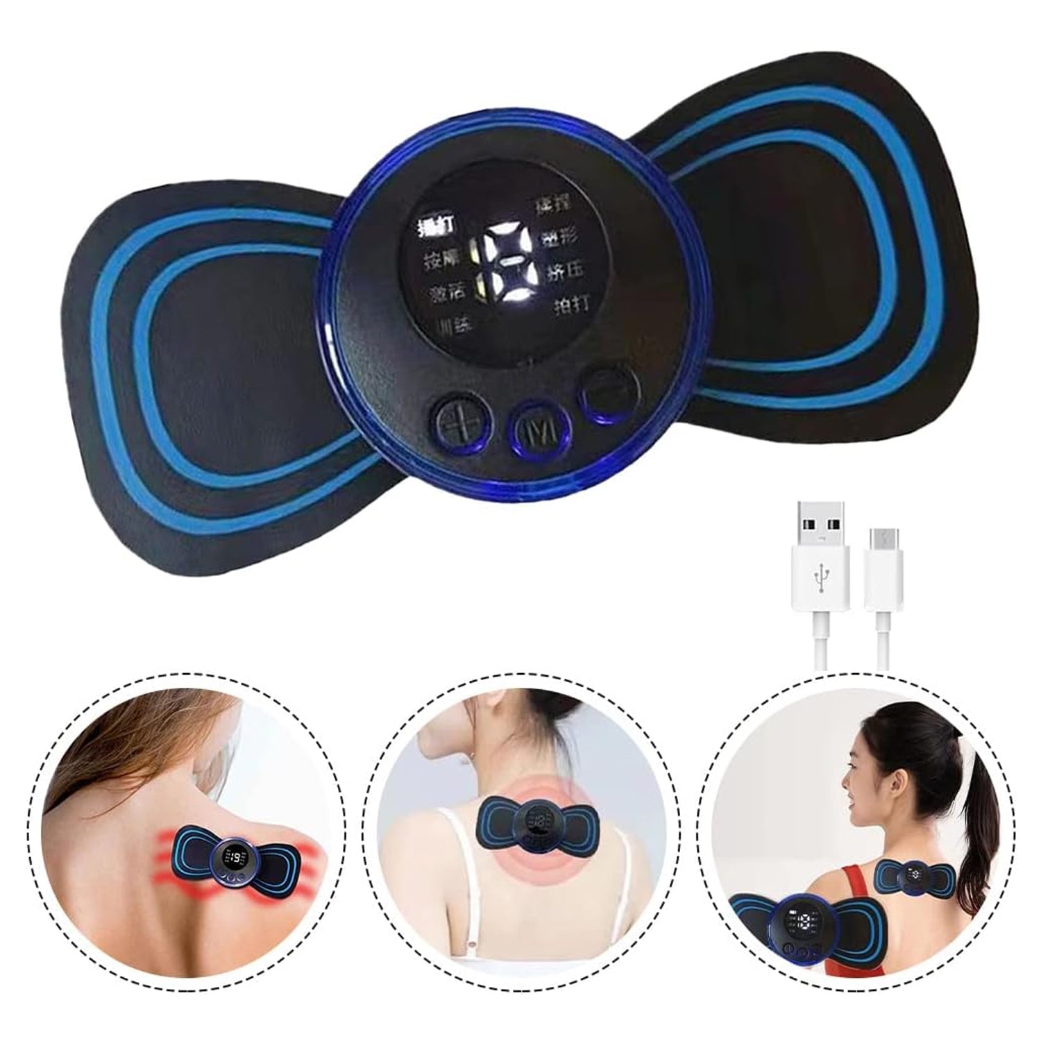 Portable USB Neck Massager Electric Neck Massager Automatic Massage Enhancer Mini Cervical Massager EMS Lymphatic Drainage Massage with Cable - Bhavnagar Deodap