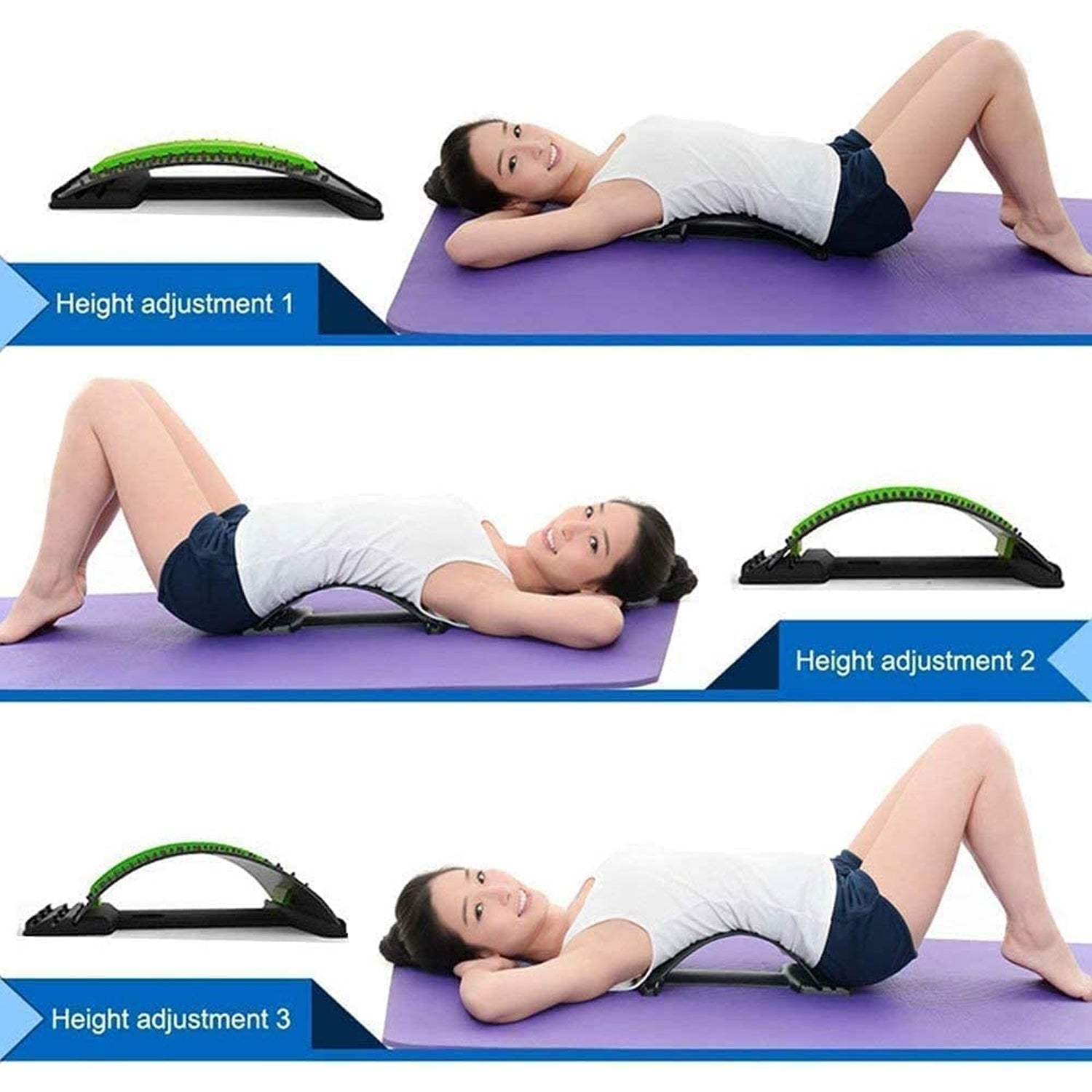Back Pain Relief Device Back Stretcher, Spinal Curve Back Relaxation Device, Multi-Level Lumbar Region Back Support For Lower & Upper Muscle Pain Relief, Back Massager For Bed Chair & Car (1 Pc) - Bhavnagar Deodap
