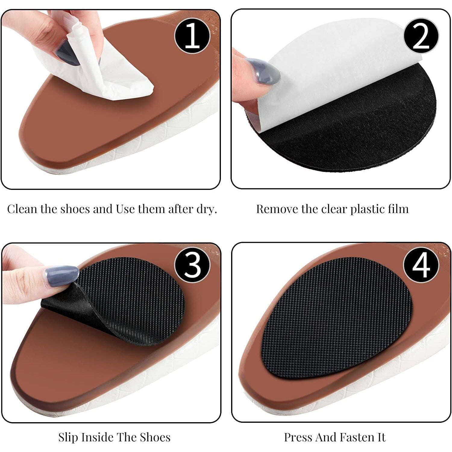 Non-Slip Shoe Pads, Rubber Shoe Sole Protector Pads, Self-Adhesive Shoe Grips Pads Stickers Non Skid for Ladies Shoes, High Heels, Boots - Bhavnagar Deodap