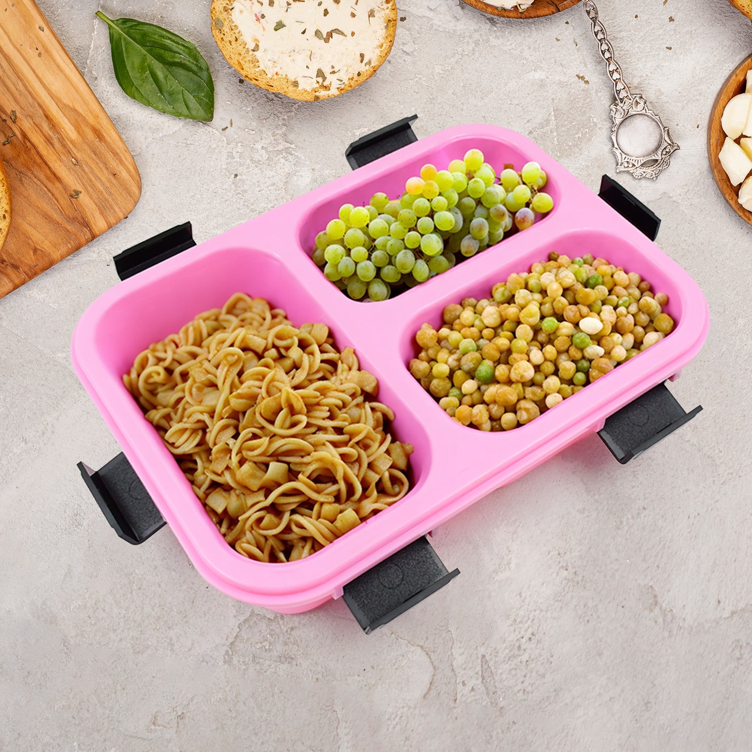 Plastic 3 Compartment Insulated Lunch Box, Lunch Box (1 Pc) - Bhavnagar Deodap