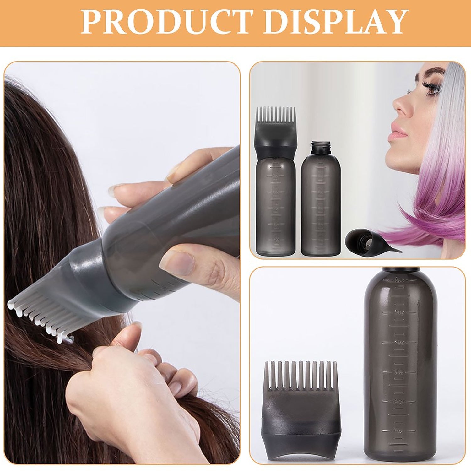 Comb Applicator Bottle, Hair Oil Applicator Bottle for Hair Dye Bottle Applicator Brush with Graduated Scale, Professional Brush Applicator Comb Hairdressing Coloring Styling Tool (1 Pc) - Bhavnagar Deodap
