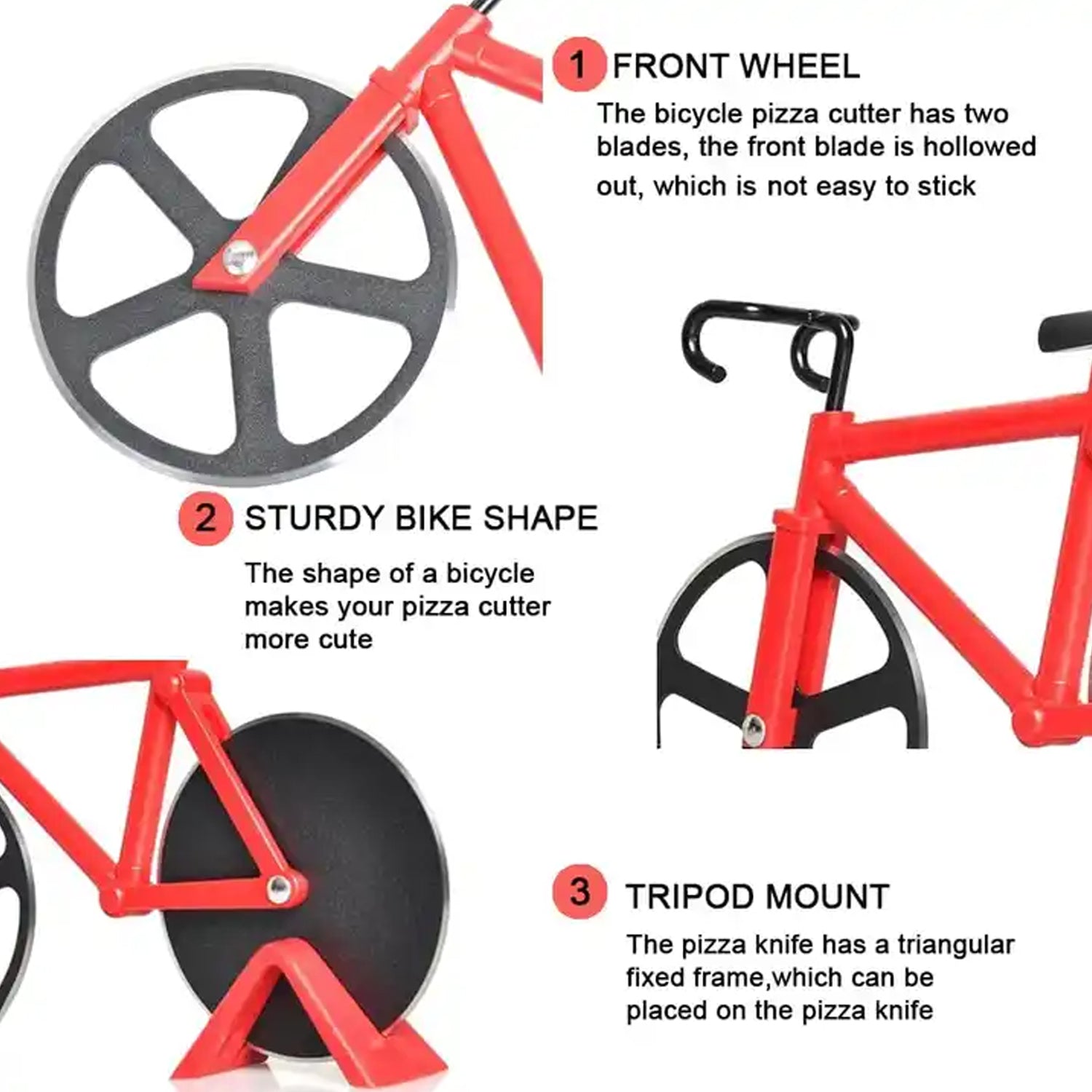 Bicycle Pizza Cutter (1 Pc): Stainless Steel, Unbreakable Handle - Bhavnagar Deodap