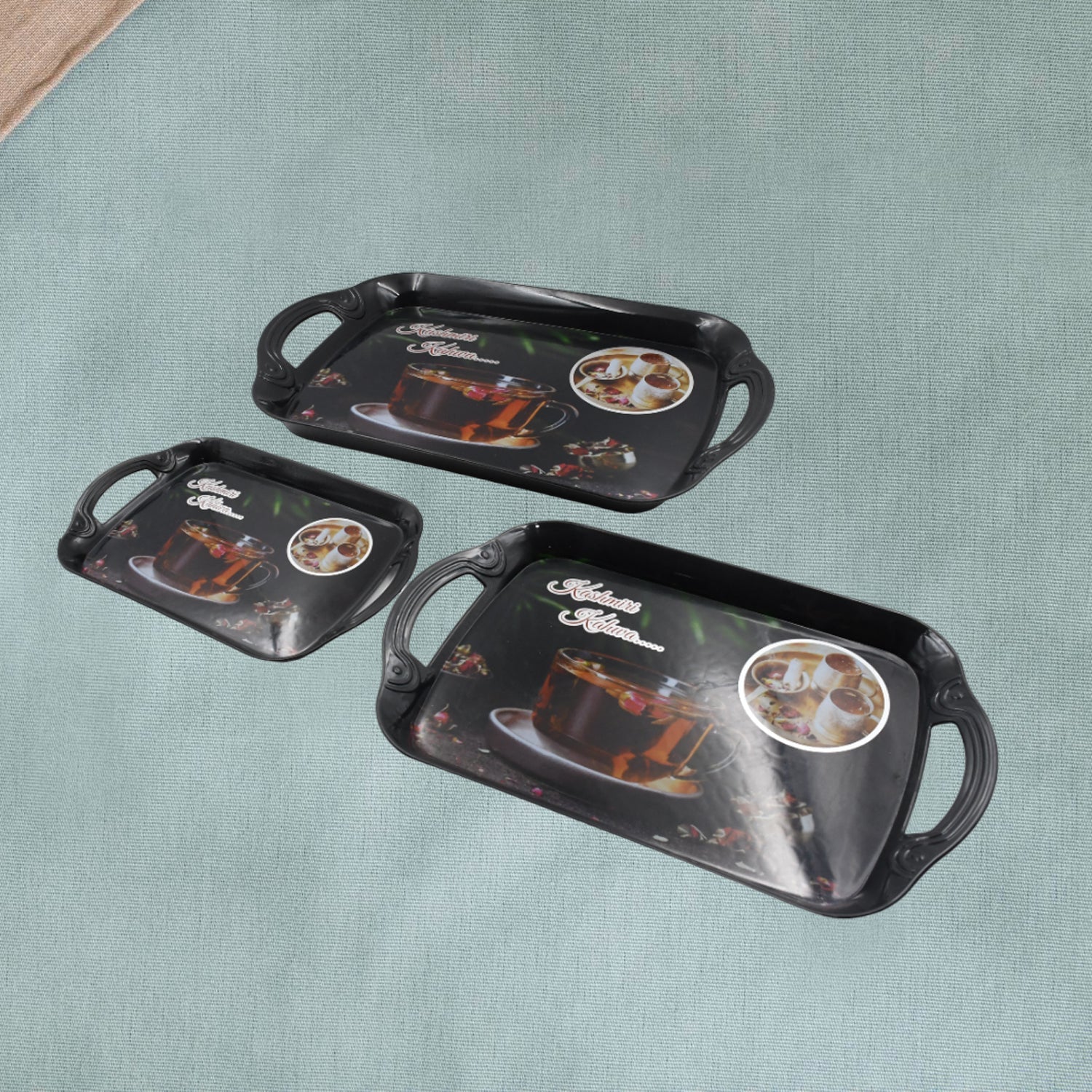 Serving Tray Set  (Pack of 3 Pcs) (Small, Medium, Large) (Multicolour) - Bhavnagar Deodap