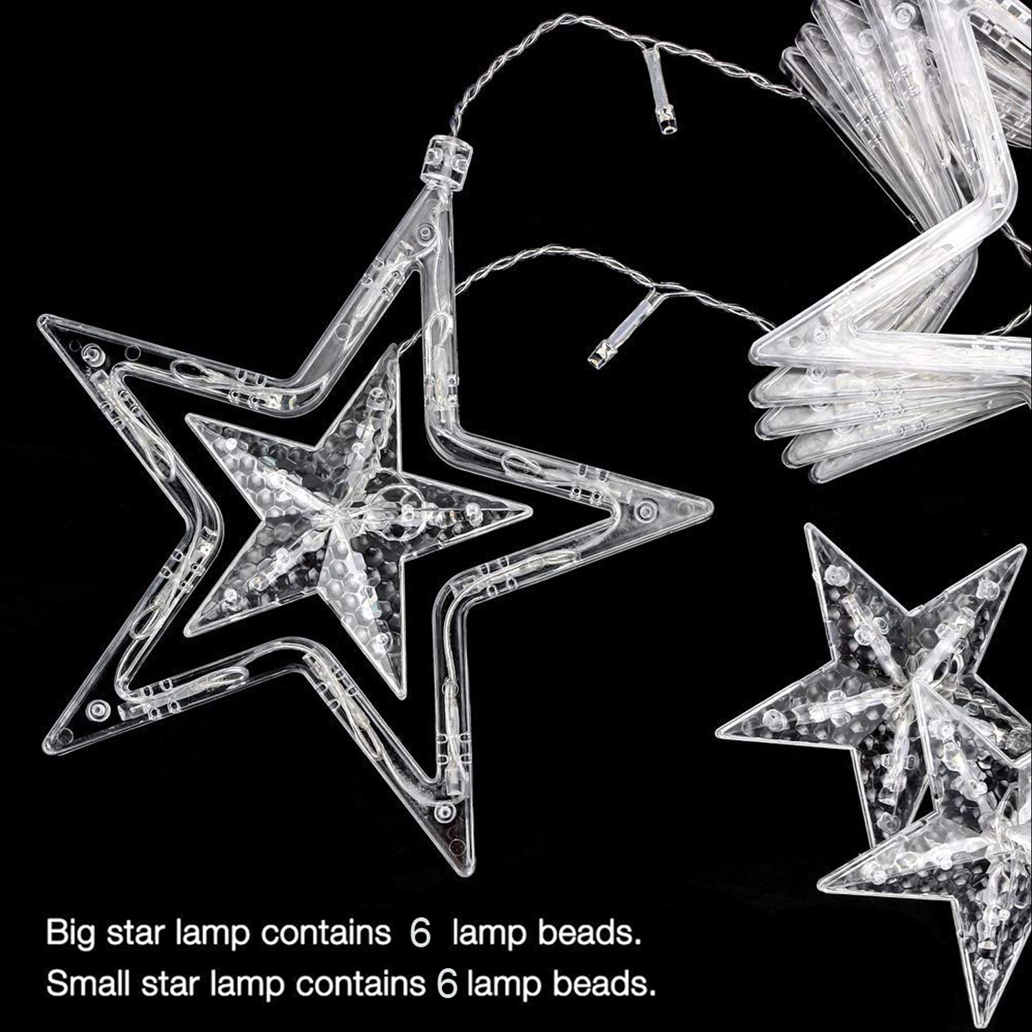 12 Stars Curtain String Lights, Window Curtain Lights with 8 Flashing Modes Decoration for Festivals-11 - Bhavnagar Deodap