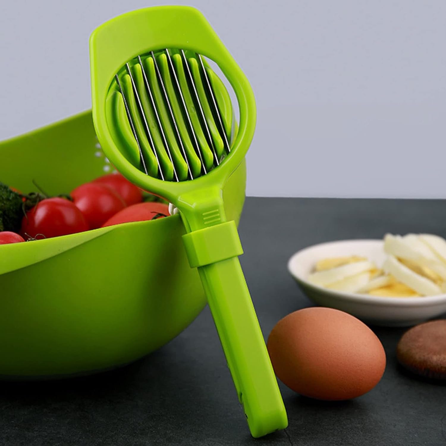 Multipurpose Slicer with Seven Blades, Egg Slicers Stainless Slicer, Strawberry, Tomato, Kiwi, Fruit Cutter, Divider Separator - Bhavnagar Deodap