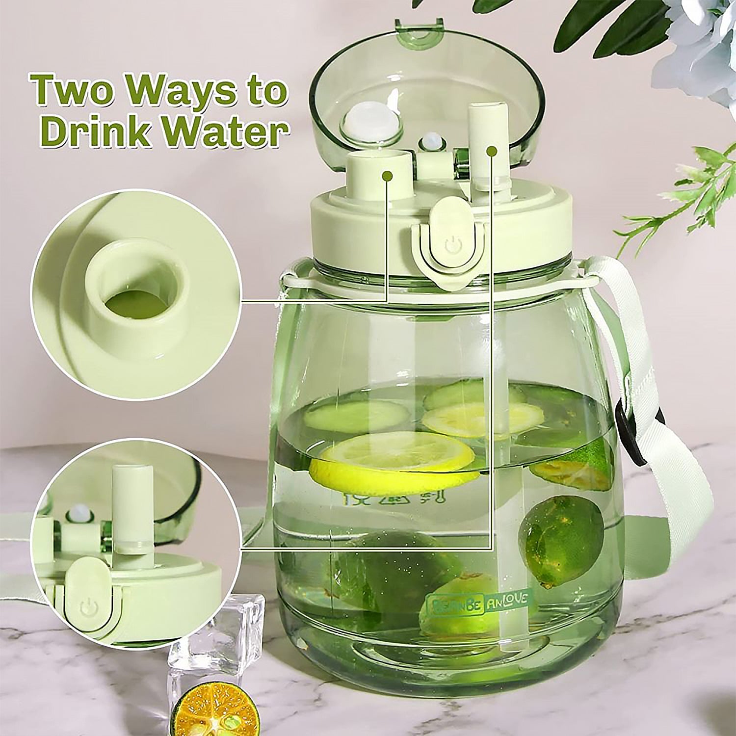 Insulated Water Bottle Portable Water Bottle With Strap, Sticker and Straw Cute Outdoor Sports Bottle For Water Travel Drinkware Jug Travel Water Bottle large Capacity Water Jug, Gym / Kid / Outdoor Sport / Campus, Fashionable (1300 ML Approx) - Bhavnagar Deodap