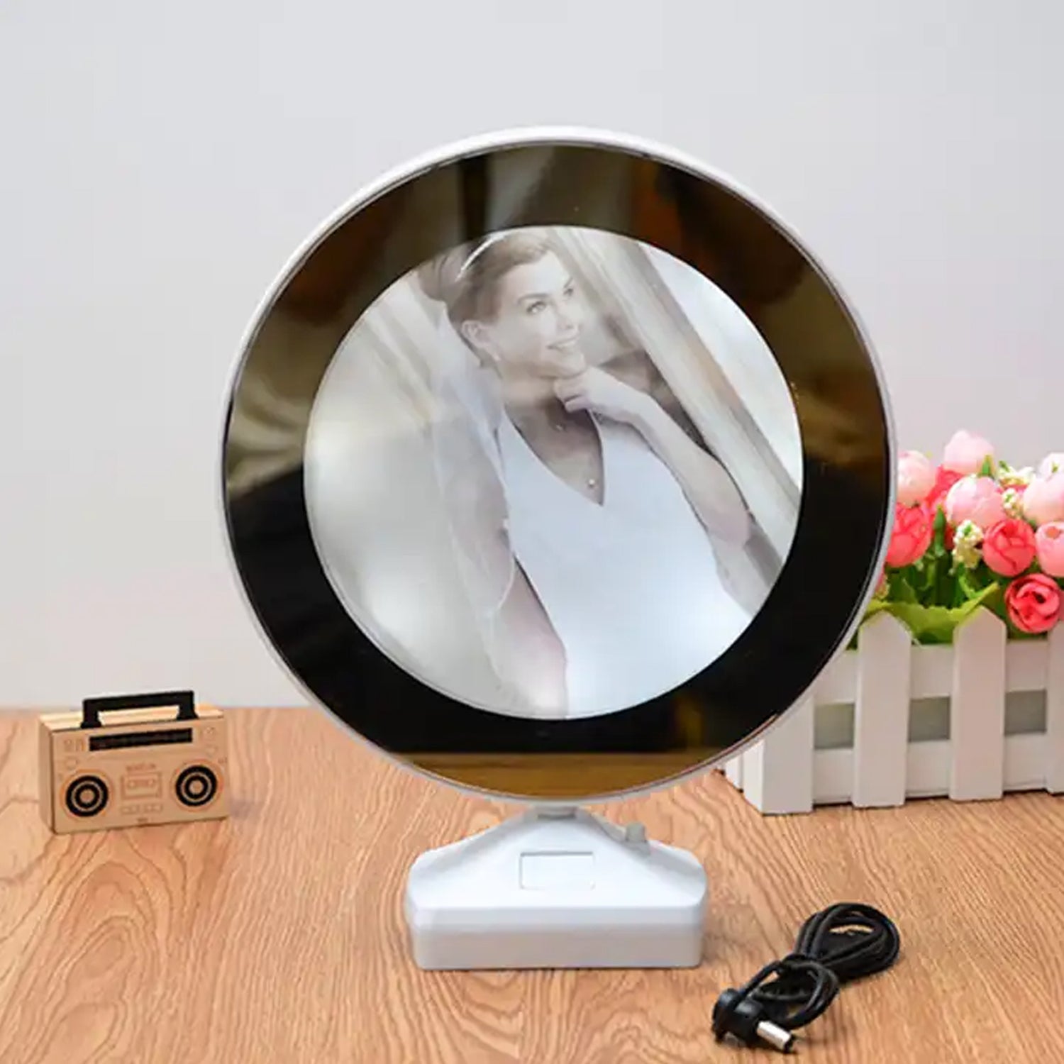 Plastic 2 in 1 Mirror Come Photo Frame with Led Light - Bhavnagar Deodap