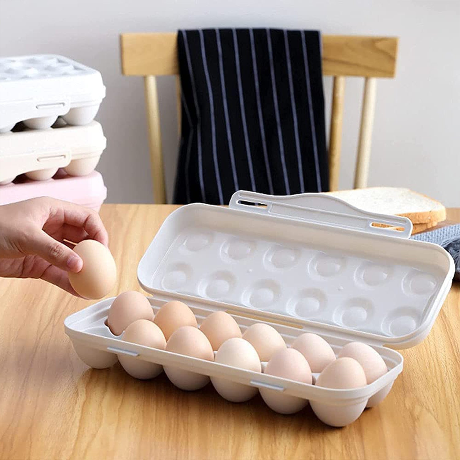 18 Grid Egg Holder Storage, Shock-Proof Egg Container with Buckle, Egg Carrier, Egg Tray, Egg Shelter, Effective Full Seal, Egg House use for Fridge, Camping, Kitchen - Bhavnagar Deodap