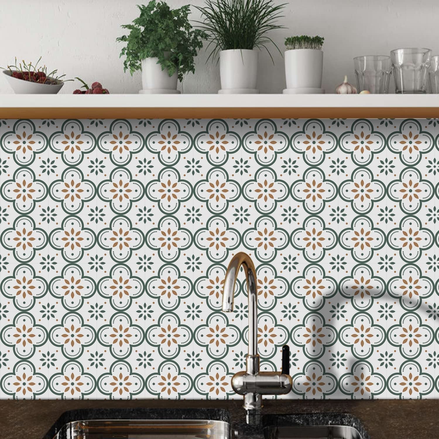 Peel and Stick Floor Tiles Kitchen / Bathroom Backsplash Sticker Detachable Waterproof DIY Tile Stickers for Wall Decoration Tiles Home Decoration (8x8 Inch / 1 pc Tiles) - Bhavnagar Deodap