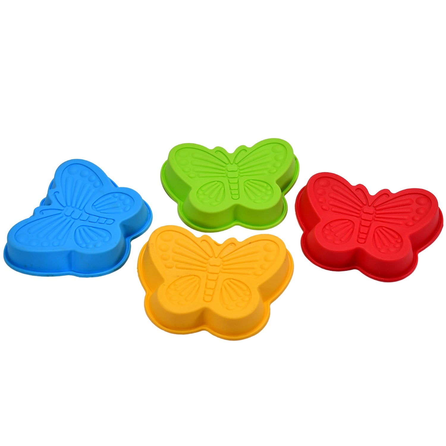 Butterfly Shape Cake Cup Liners I Silicone Baking Cups I Muffin Cupcake Cases I Microwave or Oven Tray Safe I Molds for Handmade Soap, Biscuit, Chocolate, Muffins, Jelly – Pack of 4 - Bhavnagar Deodap