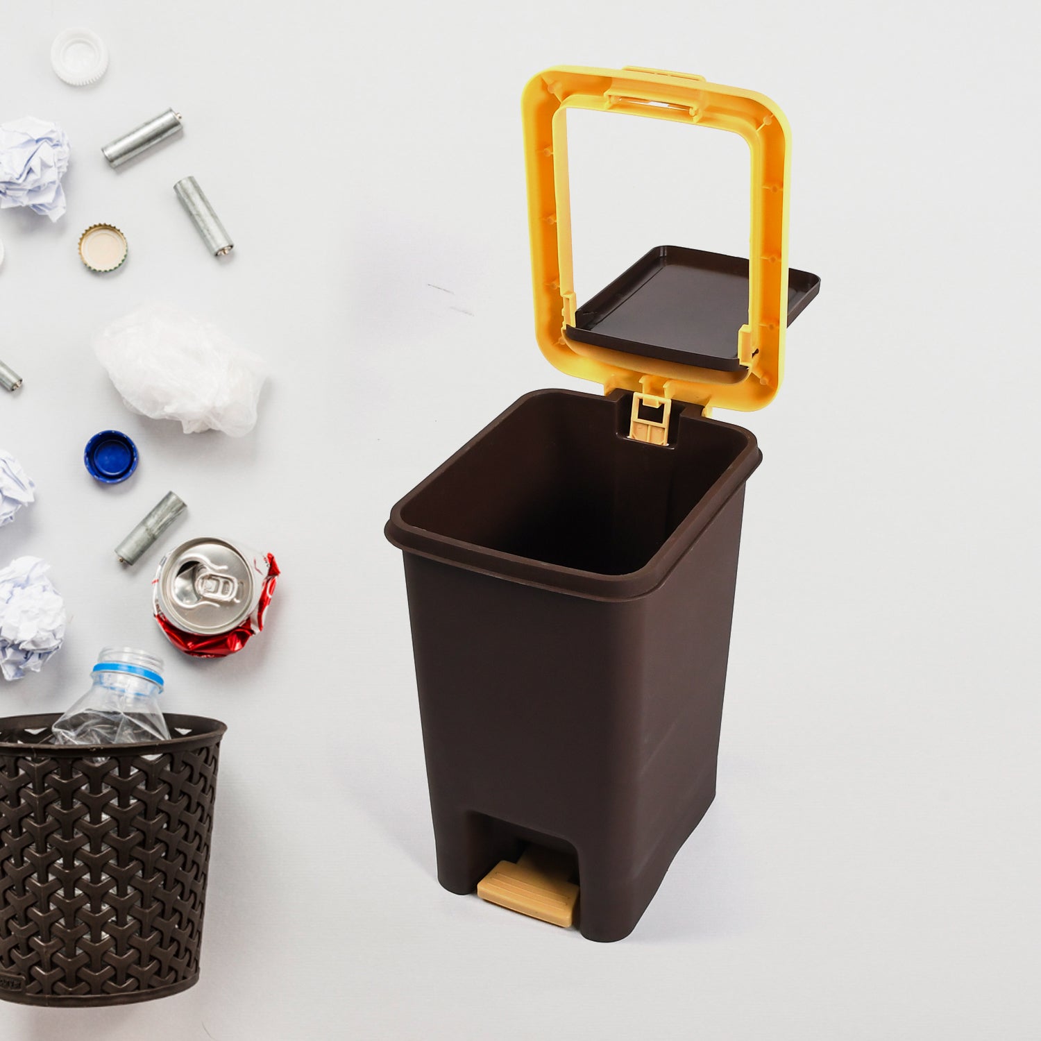 Trash Can Waste Basket for Bathroom, Hands Free with Step On Foot Pedal and Garbage Bag Ring ( 7 Ltr. )