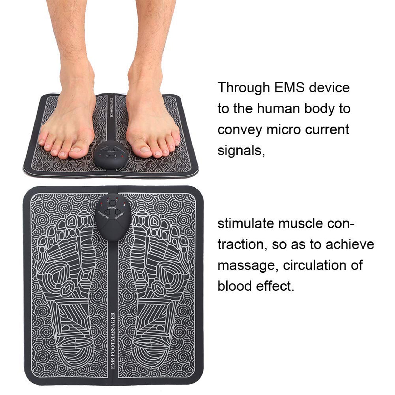 EMS Foot Massager, Electric Feet Massager, Deep Kneading Circulation Foot Booster for Feet and Legs Muscle Stimulator, Folding Portable Electric Massage Machine (Mix Design) - Bhavnagar Deodap