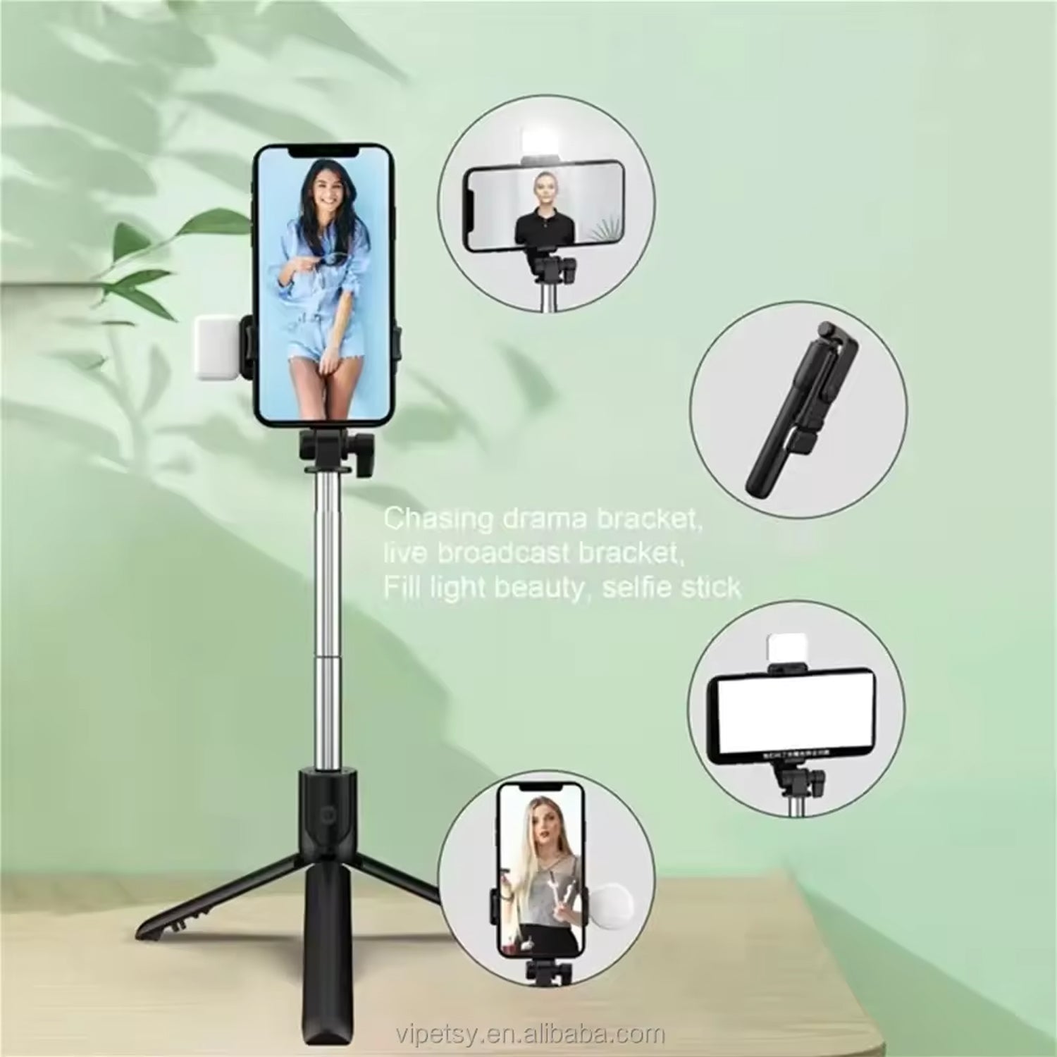 Portable Foldable Selfie Stick with Remote Control, 3-Axis Tripod Hand Stabilizer for Smartphones, TikTok Vlog YouTuber Video Recording (1 Pc) - Bhavnagar Deodap