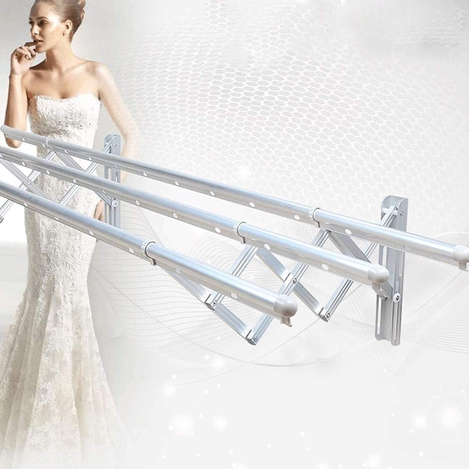 Clothes Rail Rack Clothes Drying Racks, Airer Clothes Drying Rack Wall Mounted Clotheshorse Clothes Airer Washing Cloth Line Extendable Fold Towel Rack Bar for Bathroom Indoor Outdoor - Bhavnagar Deodap