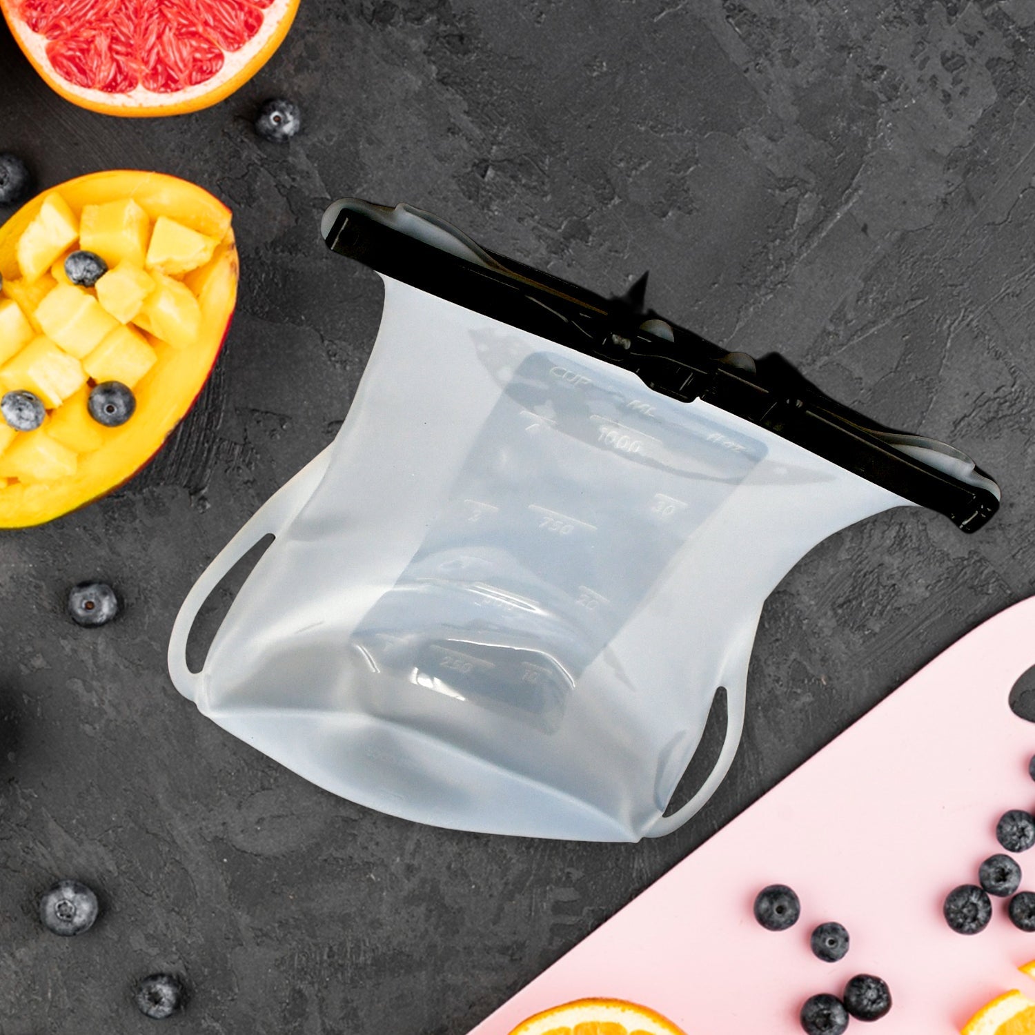 Reusable Silicone Food Storage Bag Set Leakproof Lock Reusable Flat Bottom Freezer Bags, Sandwich Bags, Silicone Food Grade Kids Snack Bags, BPA Free Microwave Dishwasher Safe (1 Pc) - Bhavnagar Deodap