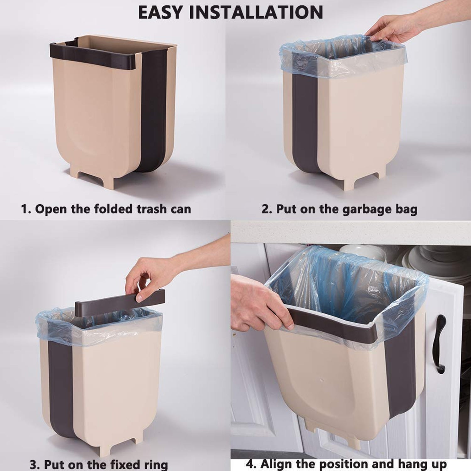 Hanging Trash Can for Kitchen Cabinet Door, Small Collapsible Foldable Waste Bins, Hanging Trash Holder for Bathroom Bedroom Office Car, Portable. - Bhavnagar Deodap