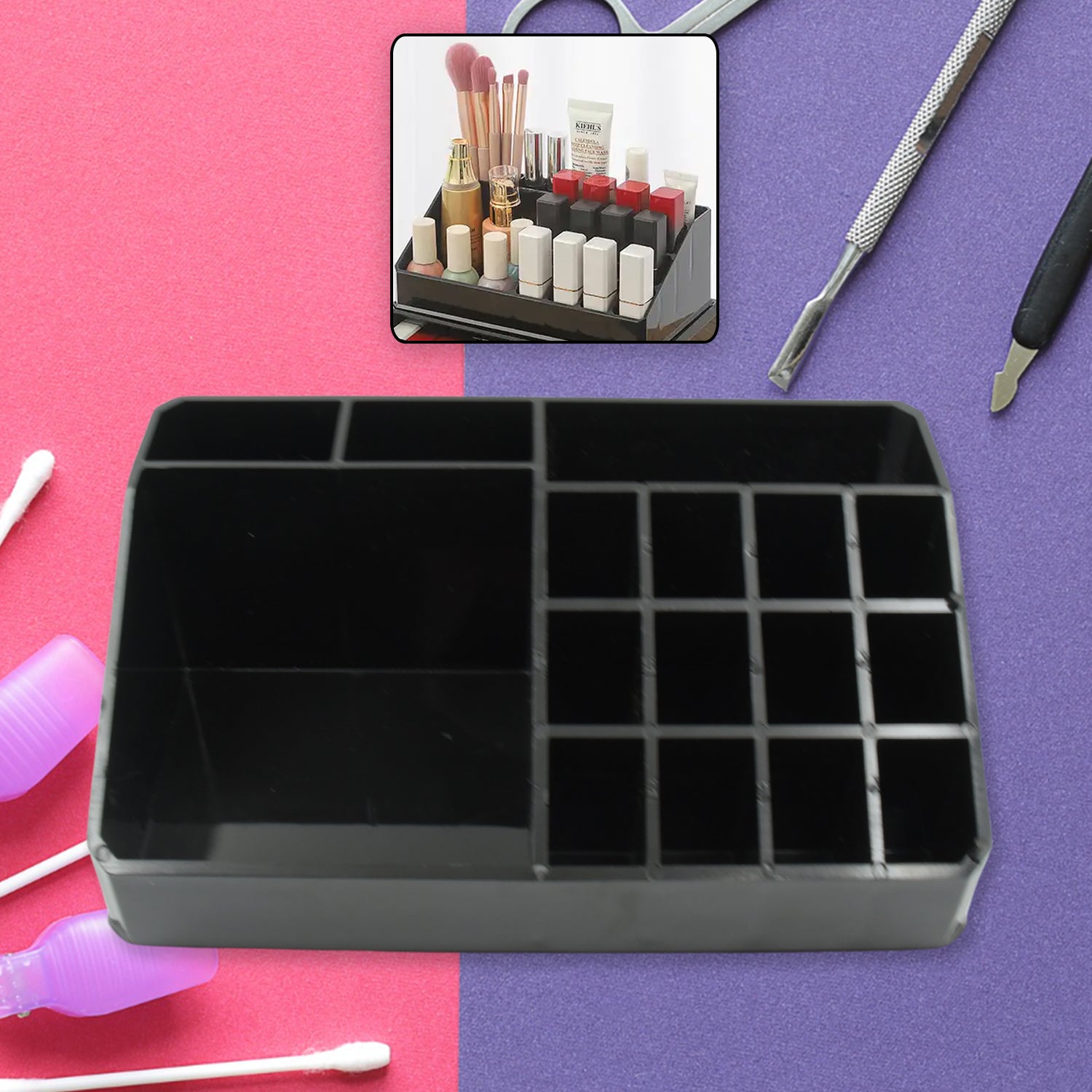 Cosmetic Organiser 16 Compartment Cosmetic Makeup Storage Organiser Box - Bhavnagar Deodap