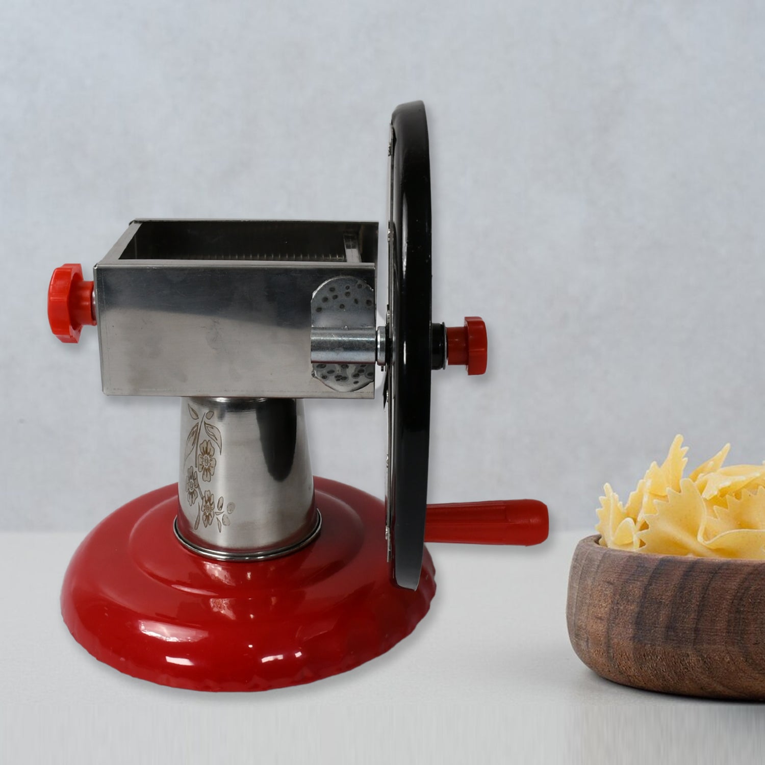 Stainless Steel Chips Maker and Vegetable Slicer for Kitchen Potato Slicer Graters and Chippers. Chips Maker is Suitable for Vegetable Cuttings. Chips Maker Consist Hard Coated Iron Wheel and Stand. - Bhavnagar Deodap