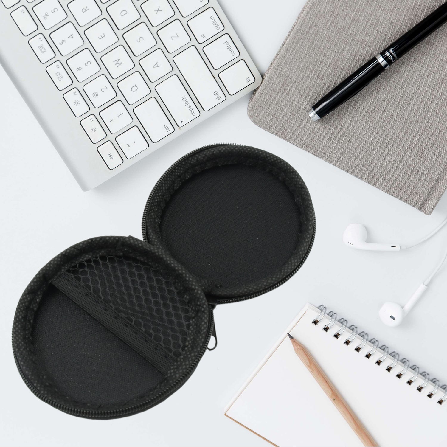 Cute Round Earphone Carrying Case - Multi-Use Pocket Pouch for Headphones, Cables, Coins, Airpods & More - Bhavnagar Deodap