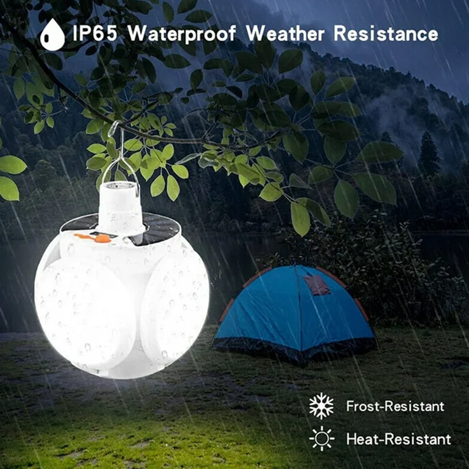 Solar Multi-Functional Emergency LED Light Bulb with USB Charging, LED camping lamp, camping lamp, USB rechargeable, 5 brightness light modes, foldable camping light, SOS IP65 waterproof camping light, blackout emergency equipment, camping gadgets - Bhavnagar Deodap