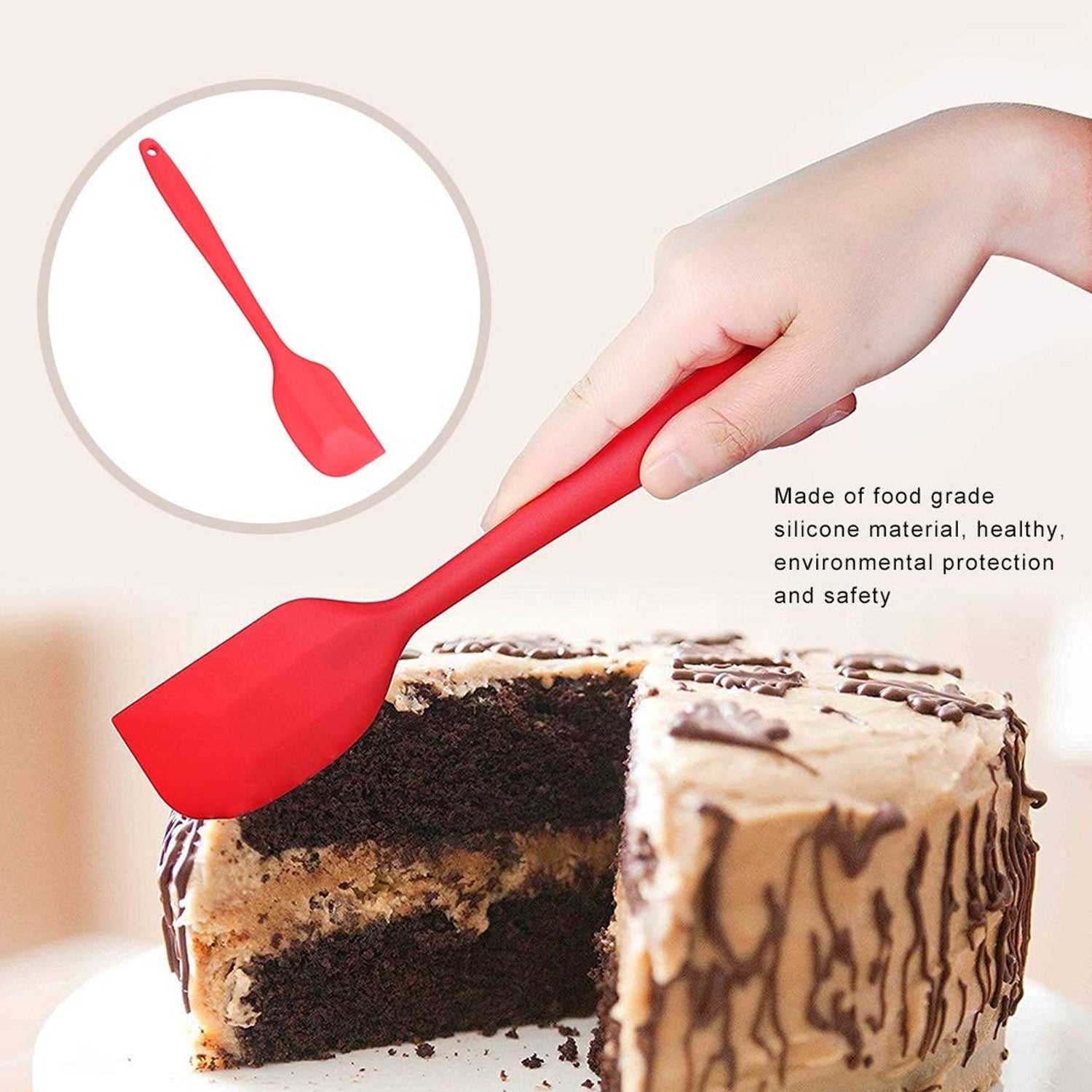 SILICONE SPATULA NON-STICK CREAM SCRAPER PRACTICAL DURABLE HOUSEHOLD CAKE BREAD RUBBER SPATULA FOR COOKING BAKING  (28cm) - Bhavnagar Deodap