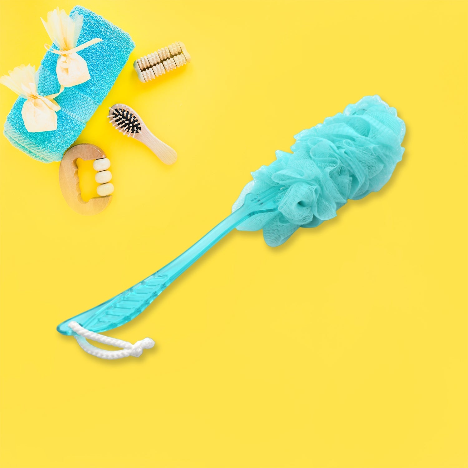 Loofah Back Scrubber for Shower, Long Handle Bath Sponge Shower Brush, Soft Nylon Mesh Back Cleaner Washer, Body Bath Brush for Women and Men, Bathroom Shower Accessories (45 Cm) - Bhavnagar Deodap