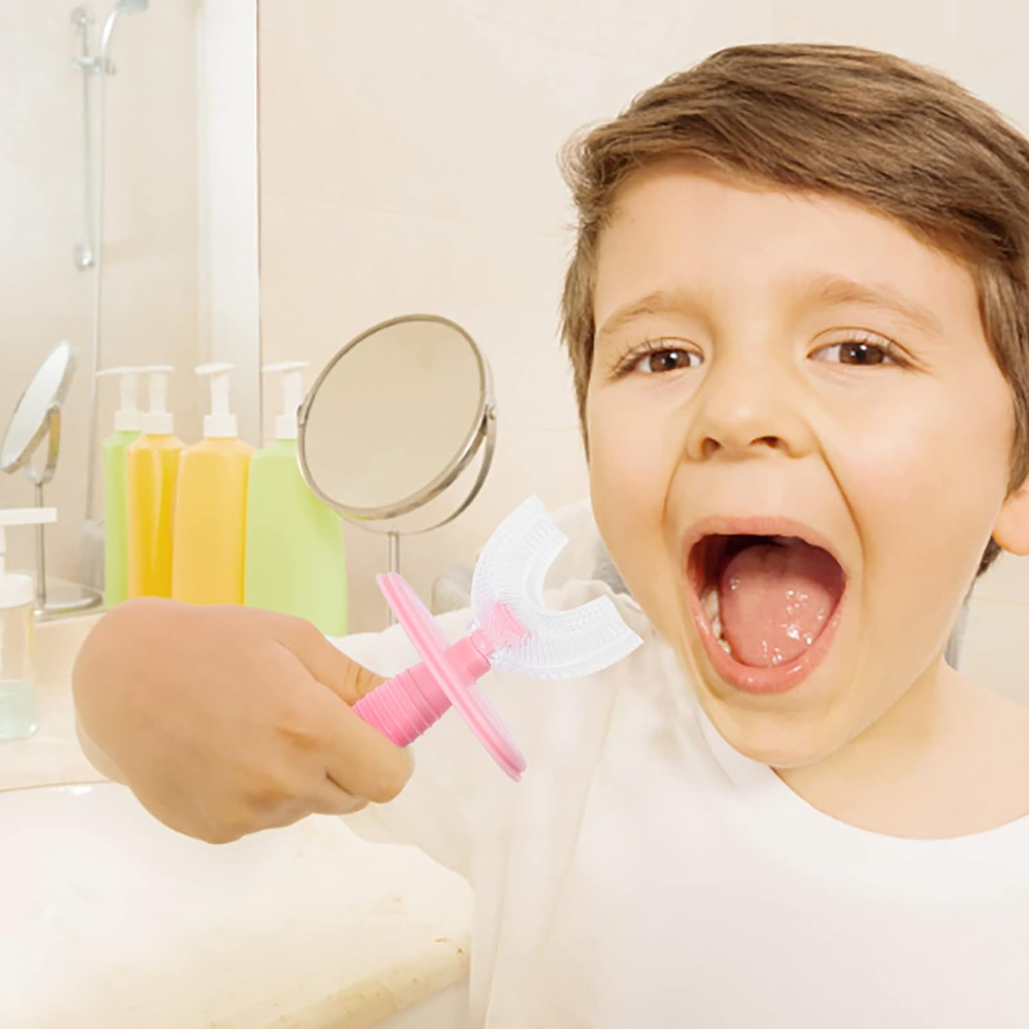 Kids U Shaped Toothbrush Children Baby Silicone Kids Toothbrush U Shaped Silicone Brush Head for 360 Degree Cleaning Suitable For 2-6 Years (1 Pc) - Bhavnagar Deodap
