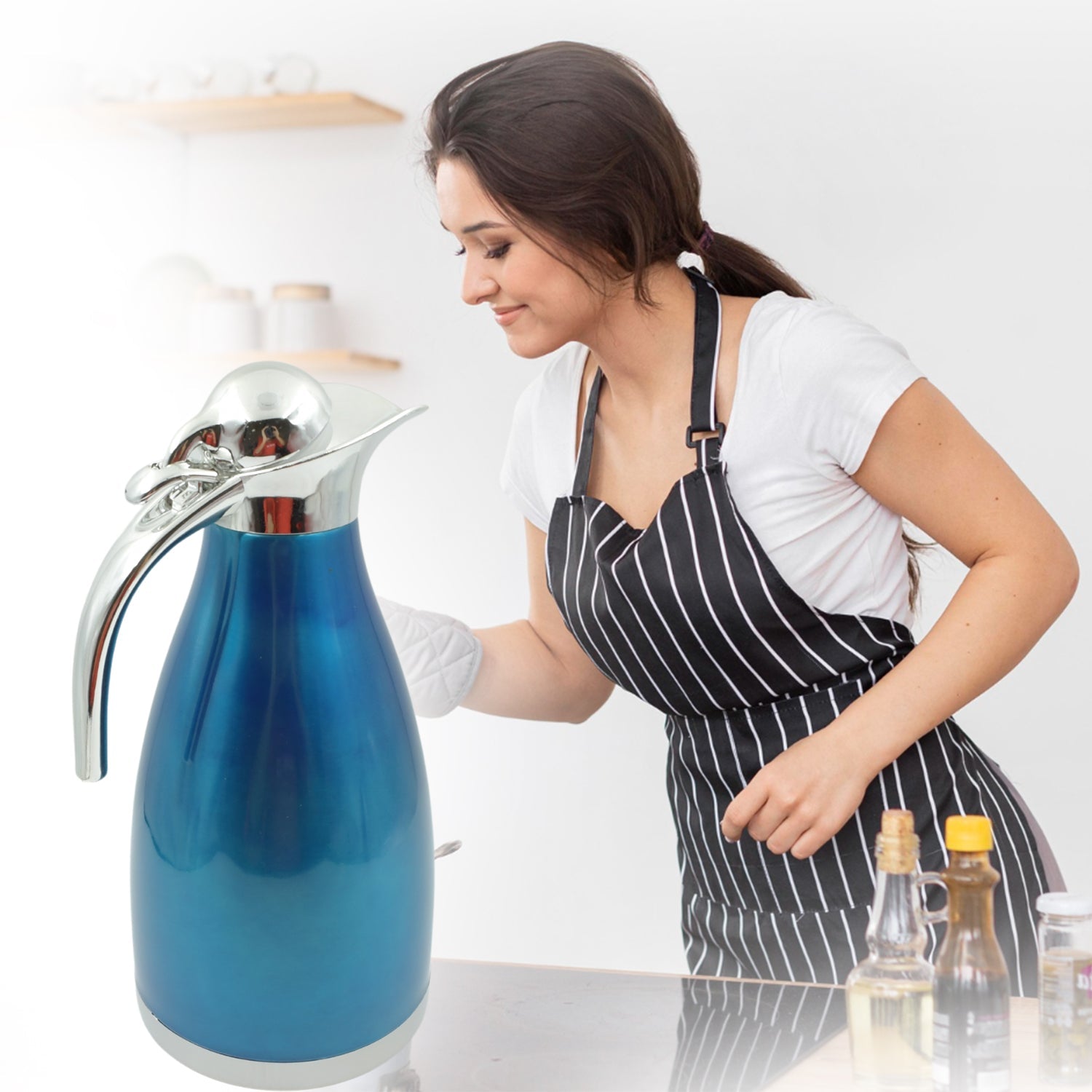 Vacuum Insulated Kettle Jug, Vacuum Insulated Thermos Kettle Jug Insulated Vacuum Flask, Vacuum Kettle Jug Stainless Steel For Milk ,Tea ,Beverage Home Office Travel Coffee (2 Ltr / 1Pc) - Bhavnagar Deodap