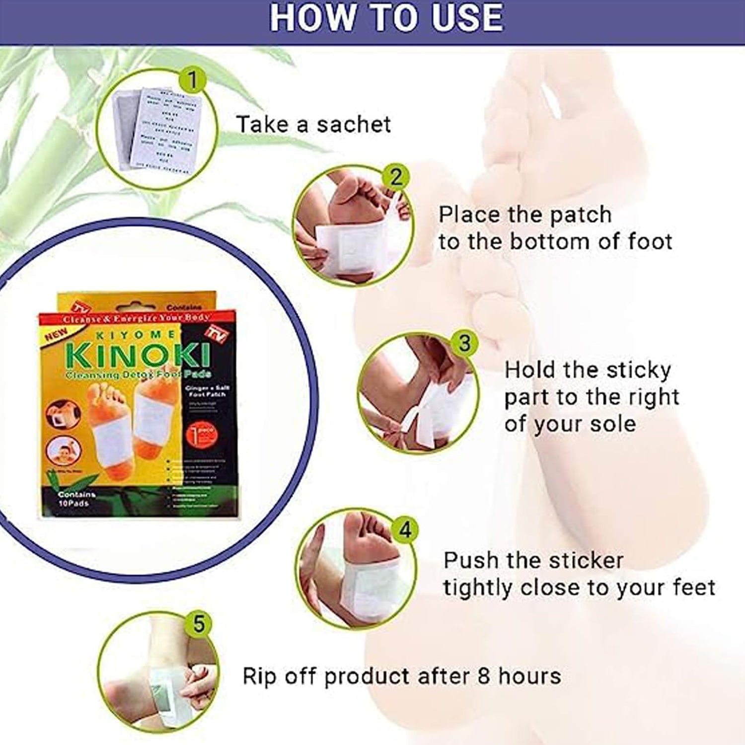 kinoki Cleansing Detox Foot Pads, Ginger & salt Foot Patch -10pcs (Free Size, White) - Bhavnagar Deodap