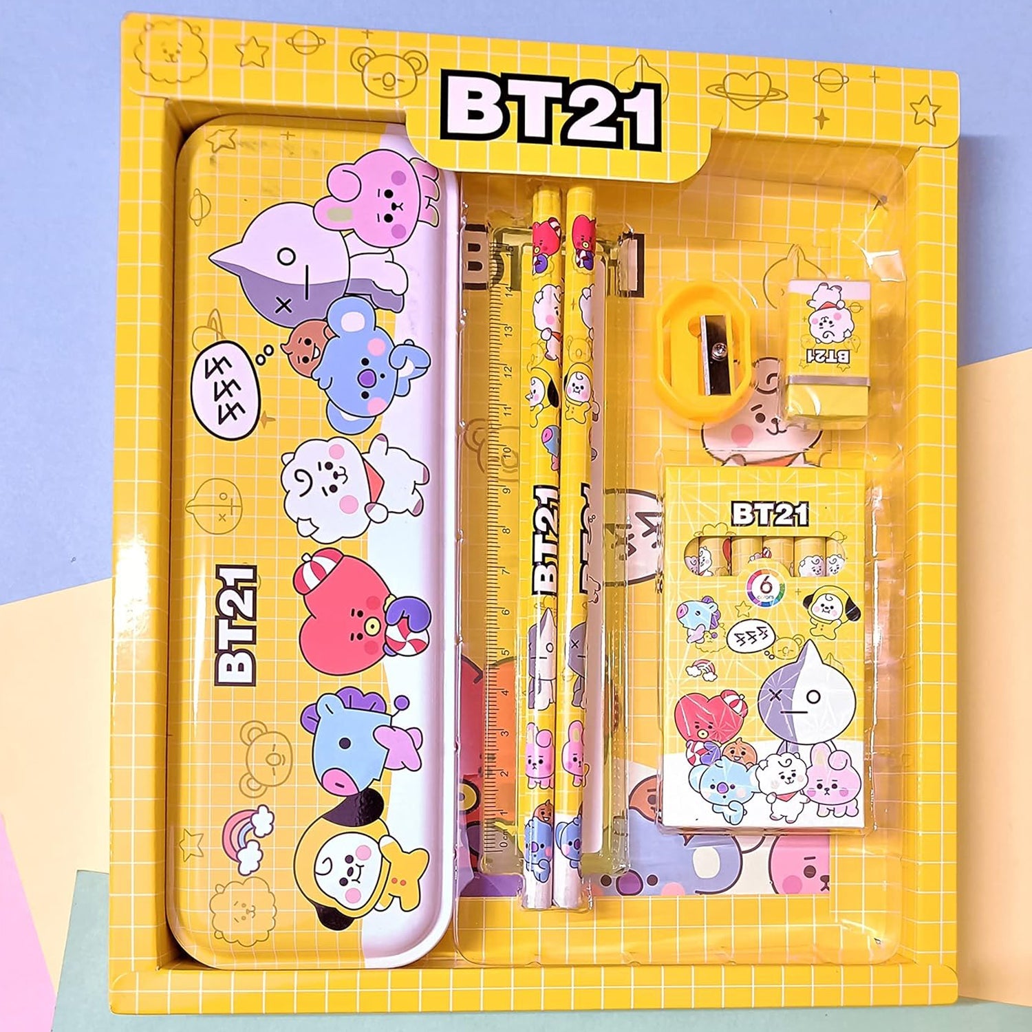 Stationery Kit for Kids - Stationery Set, Includes Metal Pencil Box, Sharpener, Pencil and Eraser Set, School Supply Set, Birthday Return Gift for Kids, Boys, Girls (12 pc Set) - Bhavnagar Deodap