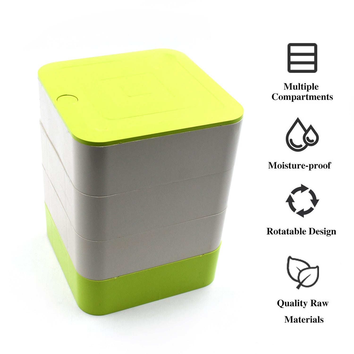 4 Layers Jewelry Box, 360 Degree Rotating Jewelry Box, Jewelry and Earring Organizer Box, Accessory Storage Box - Bhavnagar Deodap